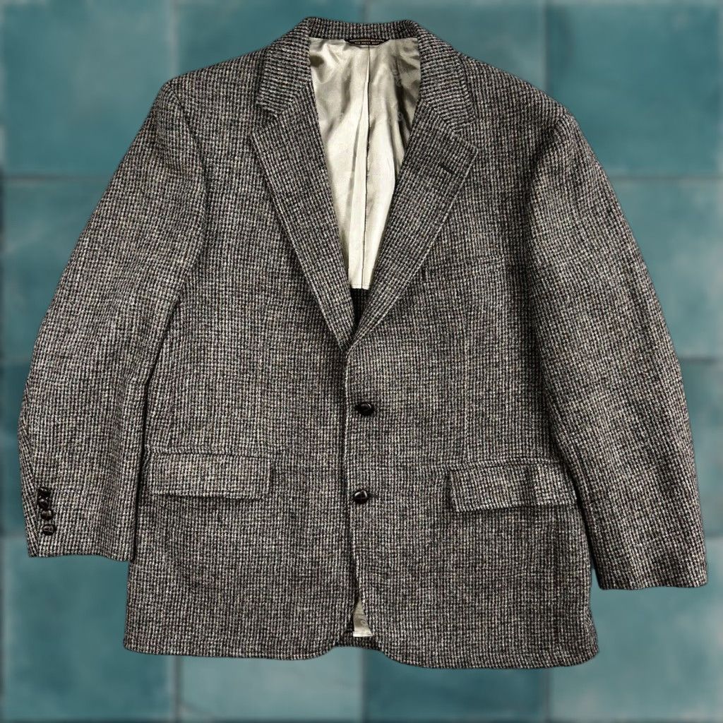 Jim Thompson VINTAGE Norm Thompson Jacket Blazer 42 Brown Tweed 80s Harris Herringbone Wool Secretary/Geek Mens Size 42R - 1 Thumbnail