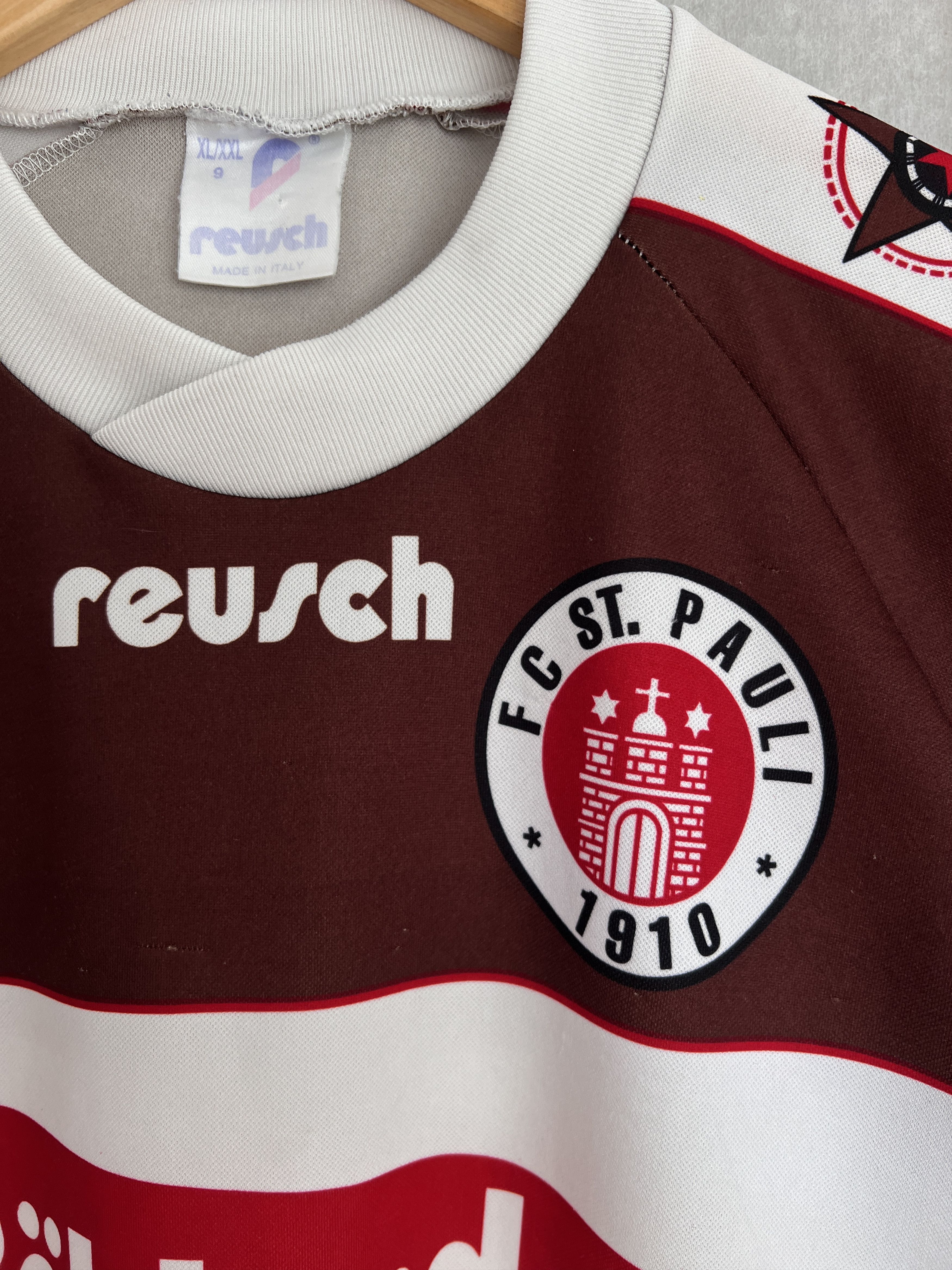 Other Rare! FC ST Pauli 1995 home striped football jersey reusch Size US XL / EU 56 / 4 - 4 Thumbnail