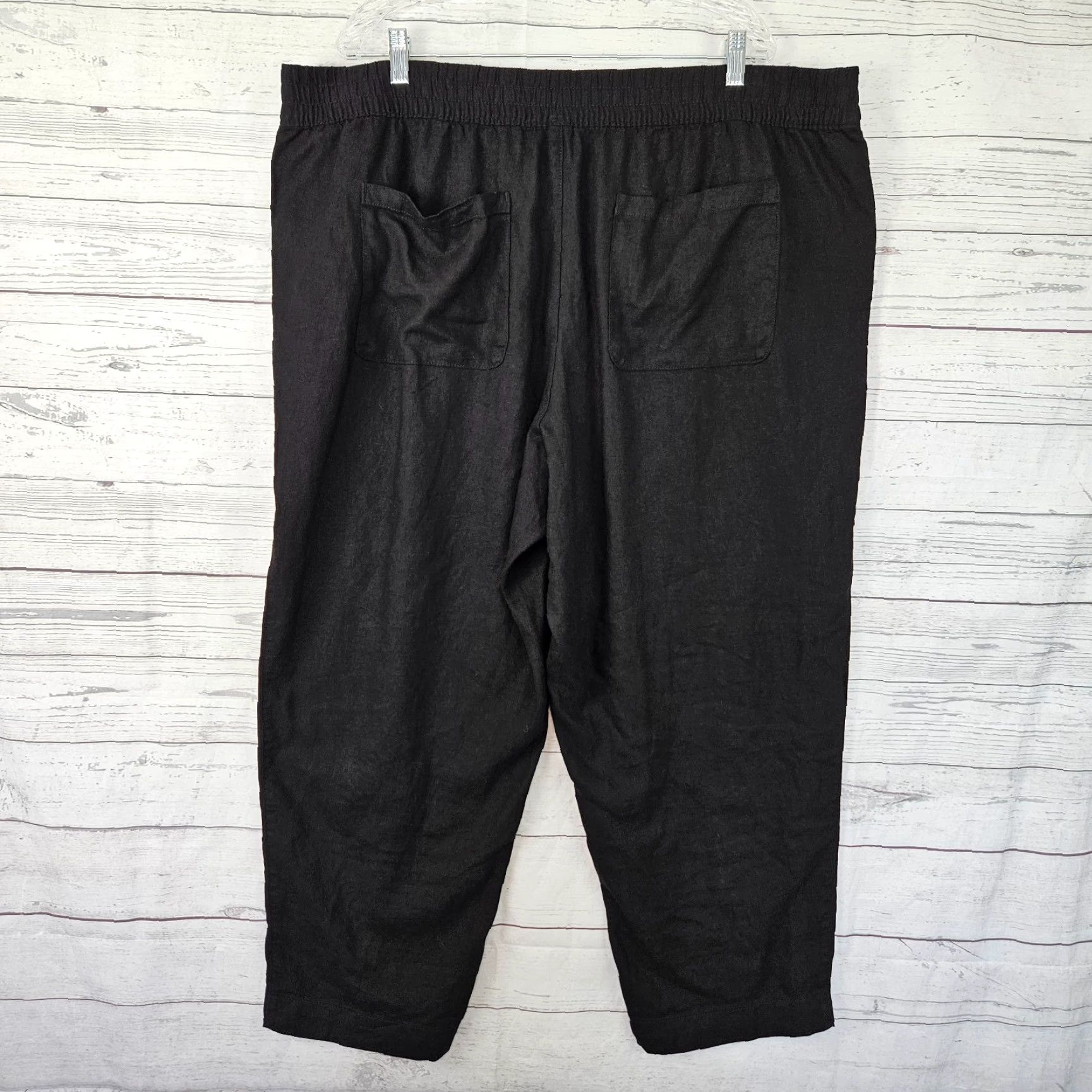 Old Navy Old Navy Womens Pull On Ankle Pants Sz 2X Black Linen Blend Size 40" / US 18 - 3 Thumbnail