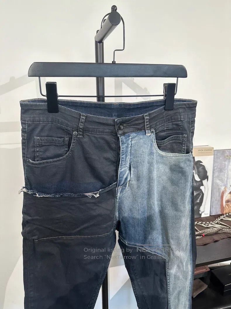 Rick Owens Rick Owens Wax-coated denim cropped pants with panels Size US 33 - 4 Thumbnail