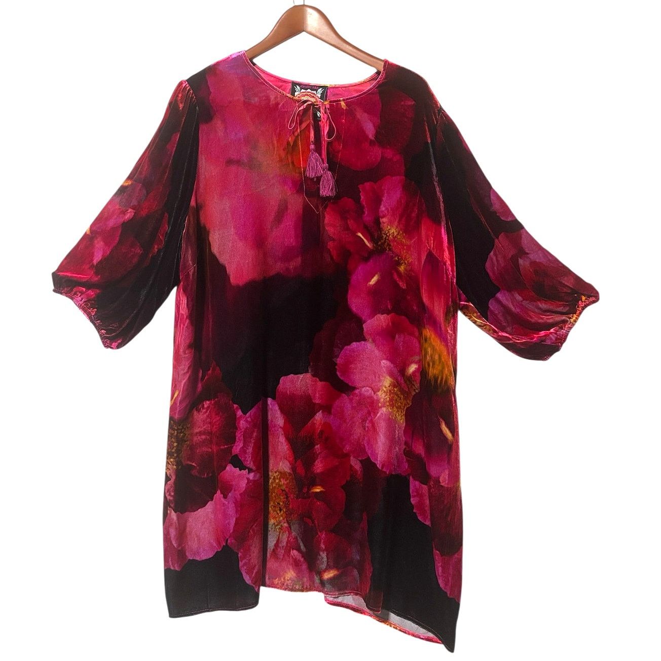 Johnny Was Size XXL | JOHNNY WAS Vesna Velour Silk-Blend Shift Dress Size XXL / US 16-18 / IT 52-54 - 7 Thumbnail
