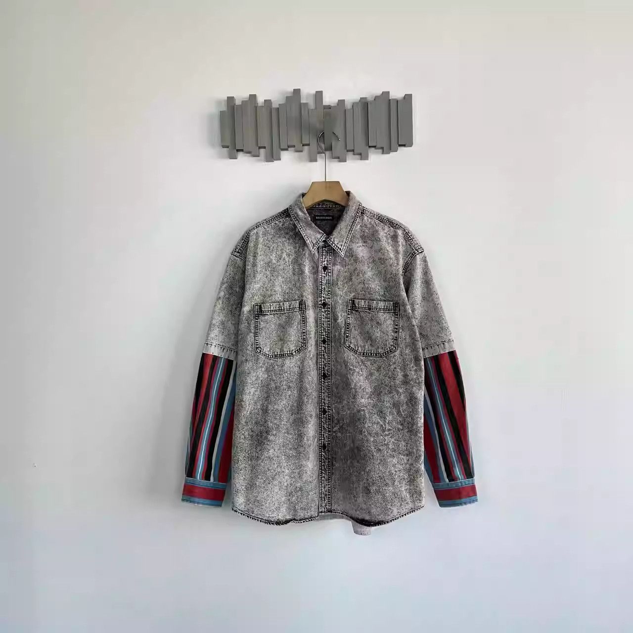 Balenciaga Balenciaga Denim Patchwork Striped Jacket Size US L / EU 52-54 / 3 - 1 Thumbnail
