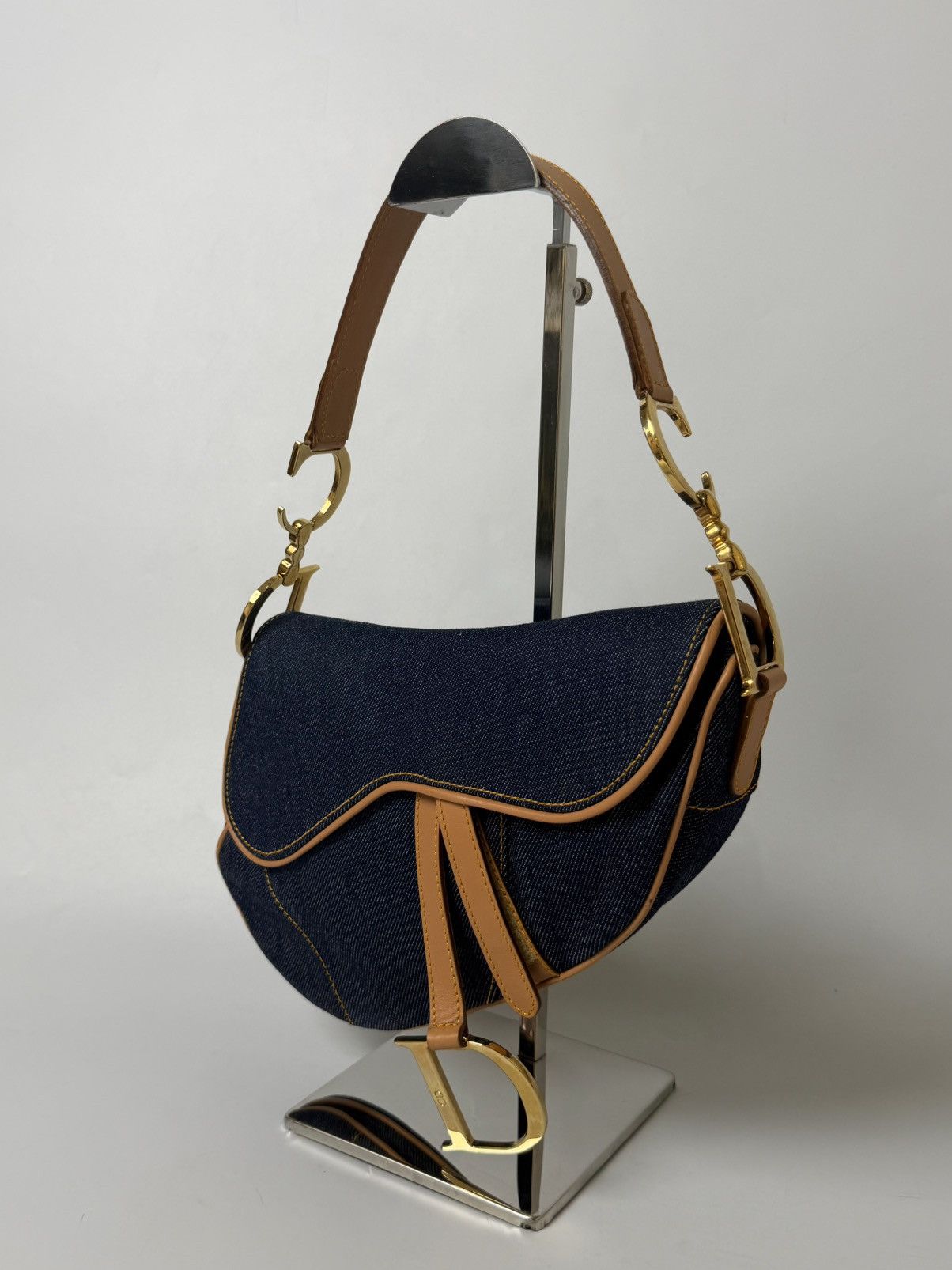 Dior 2000’s Christian Dior Saddle Blue Denim Rare Lining Size ONE SIZE - 4 Thumbnail