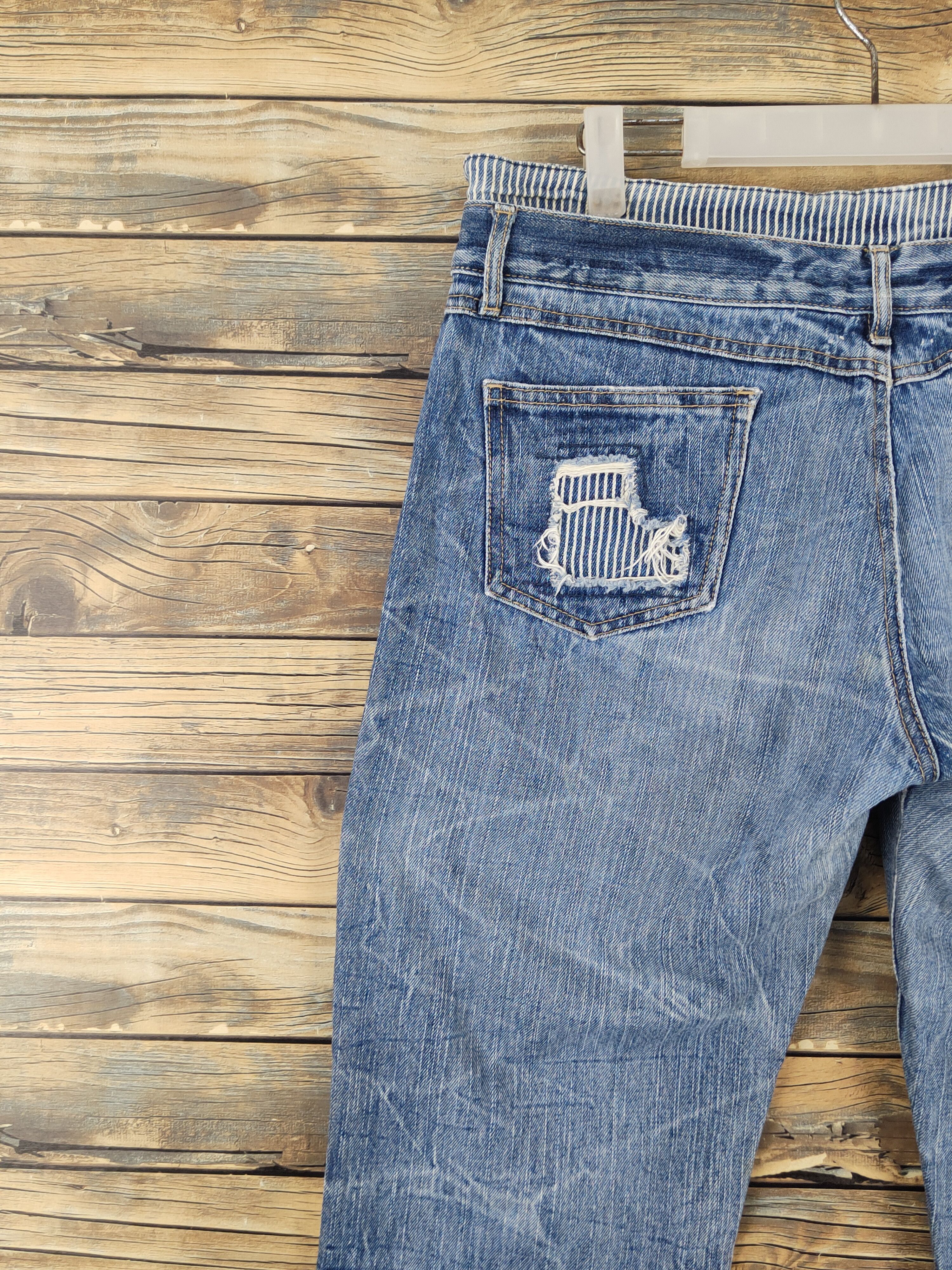 Japanese Brand Japanese Brand Dark Blue Distressed Ripped Jeans #W1697 Size US 34 / EU 50 - 8 Thumbnail