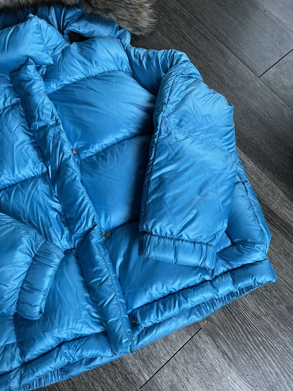 Prada NEW Prada Blue Anice Piumino Feathered Hooded Puffer Jacket Size US XS / EU 42 / 0 - 3 Thumbnail