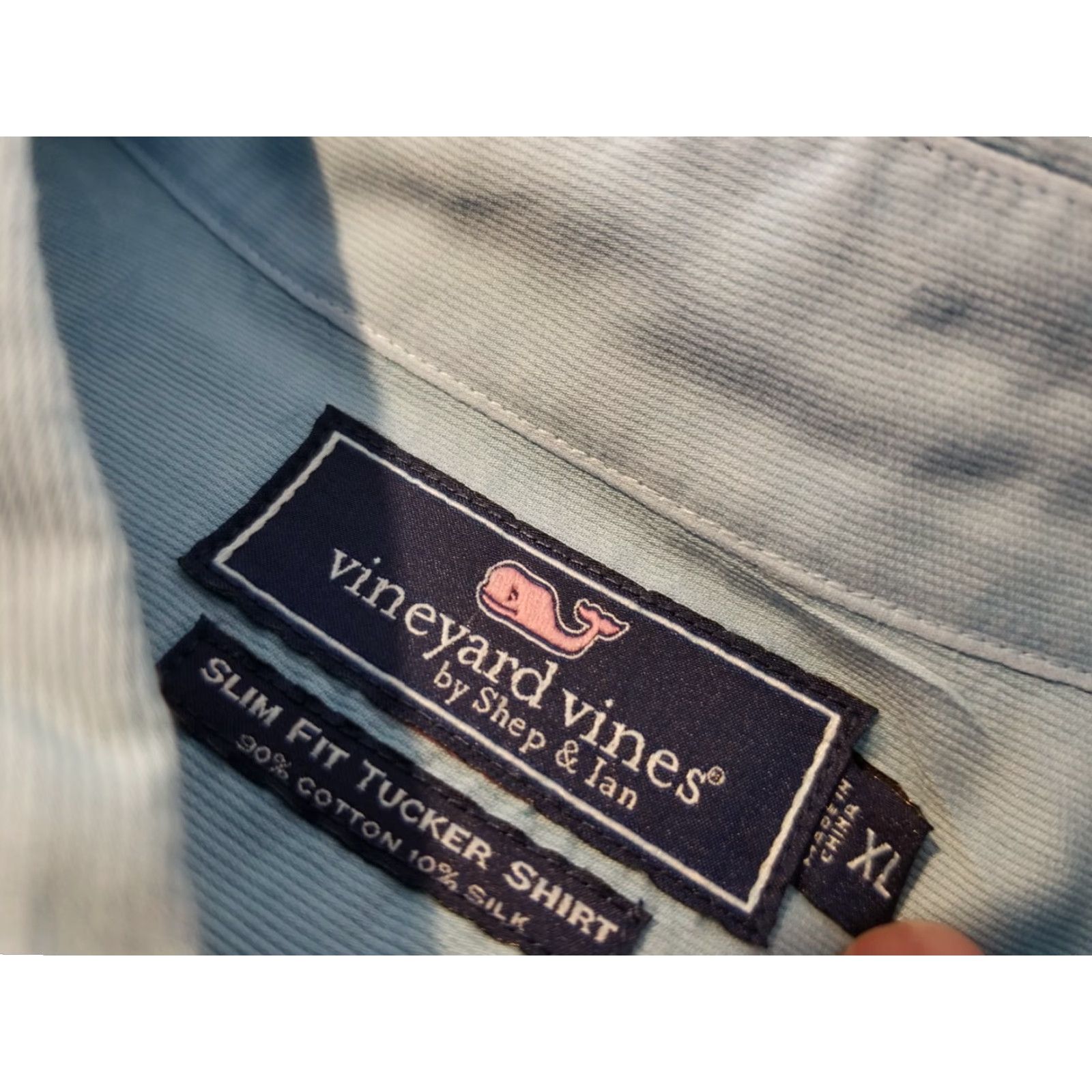Vineyard Vines Vineyard Vines Mens Silk Dress Shirt XL Blue Button-Up Size 46R - 4 Thumbnail