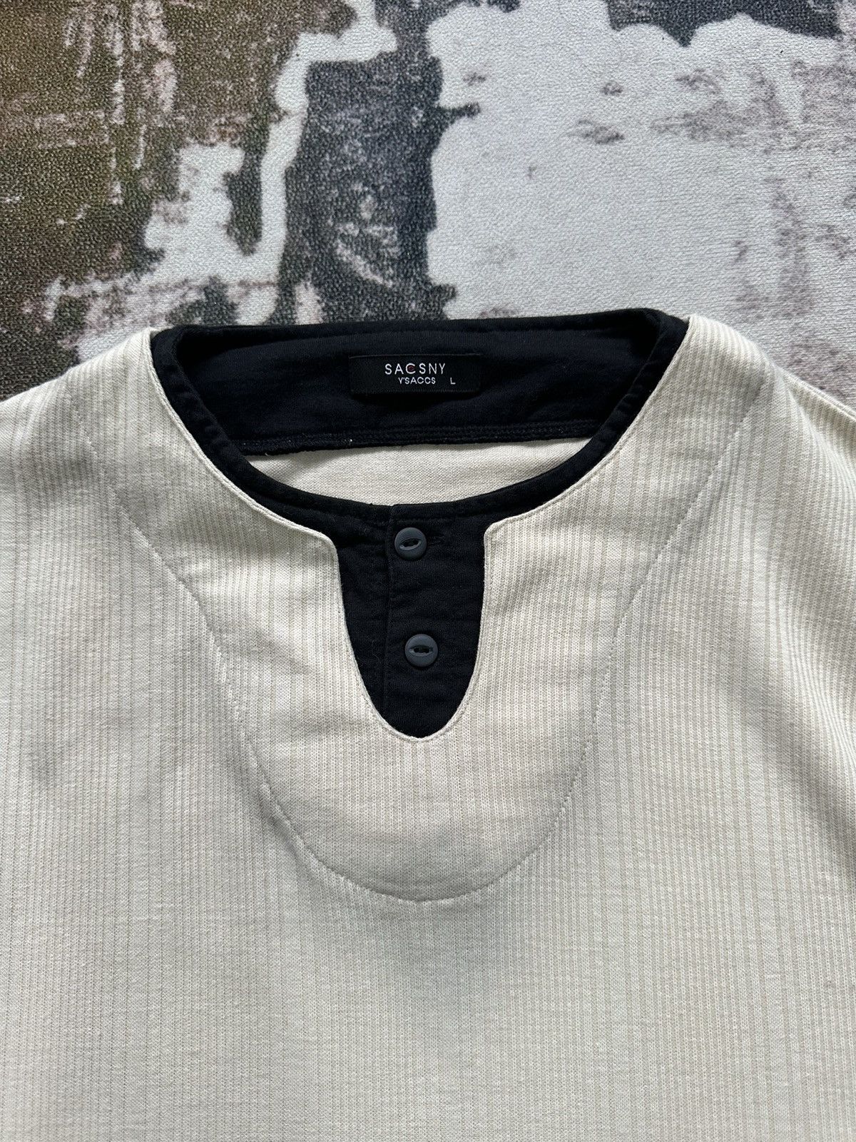 Yohji Yamamoto 1990s YSACSNY Y'saccs half button tee Size US L / EU 52-54 / 3 - 4 Thumbnail