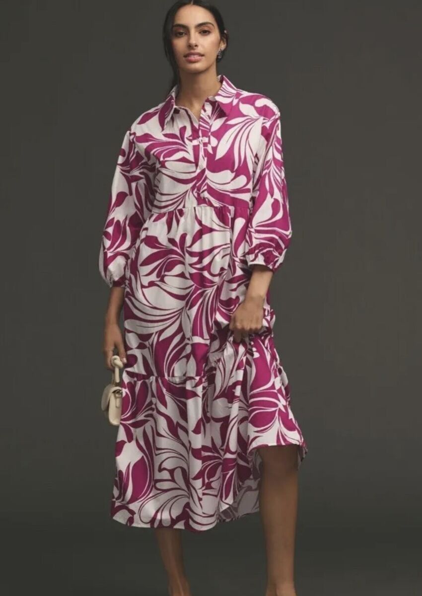 Anthropologie The Bettina Tiered Shirt Dress by Maeve