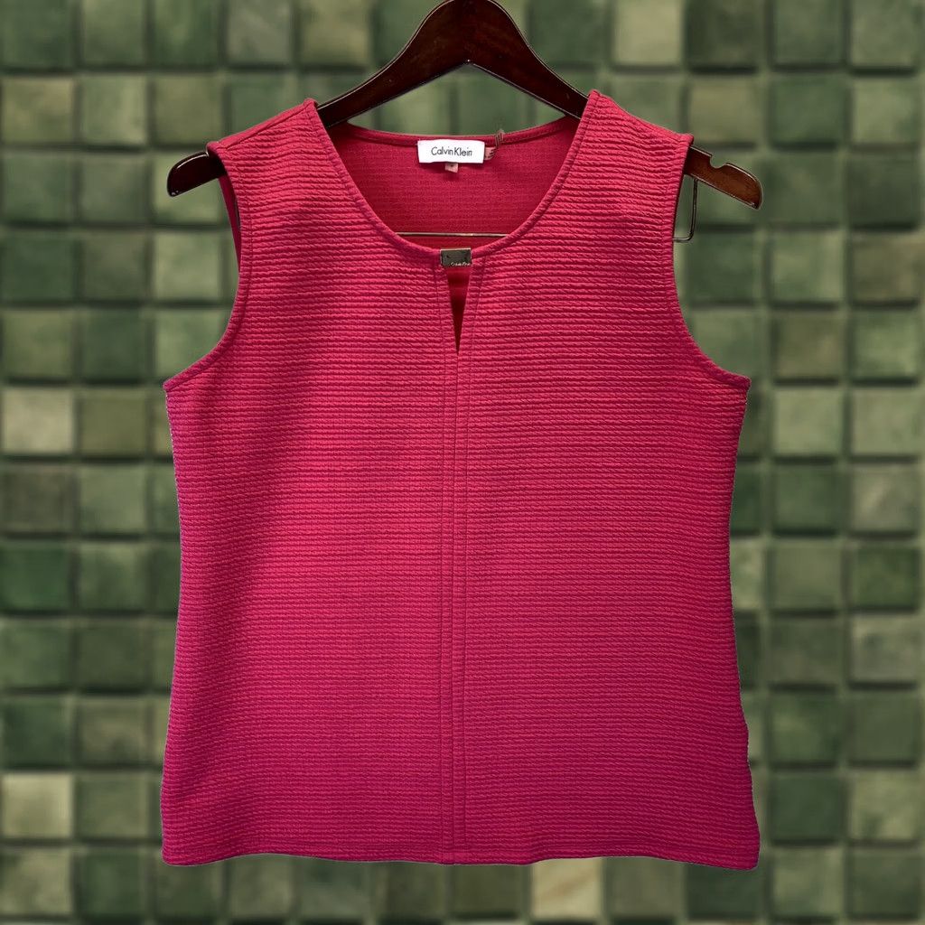 Calvin Klein Calvin Klein Women’s Tank Pink Key Hole Logo Beaded Slim M Sleeveless Pullover Casual Workwear Shirt Womens Size M / US 6-8 / IT 42-44 - 1 Thumbnail