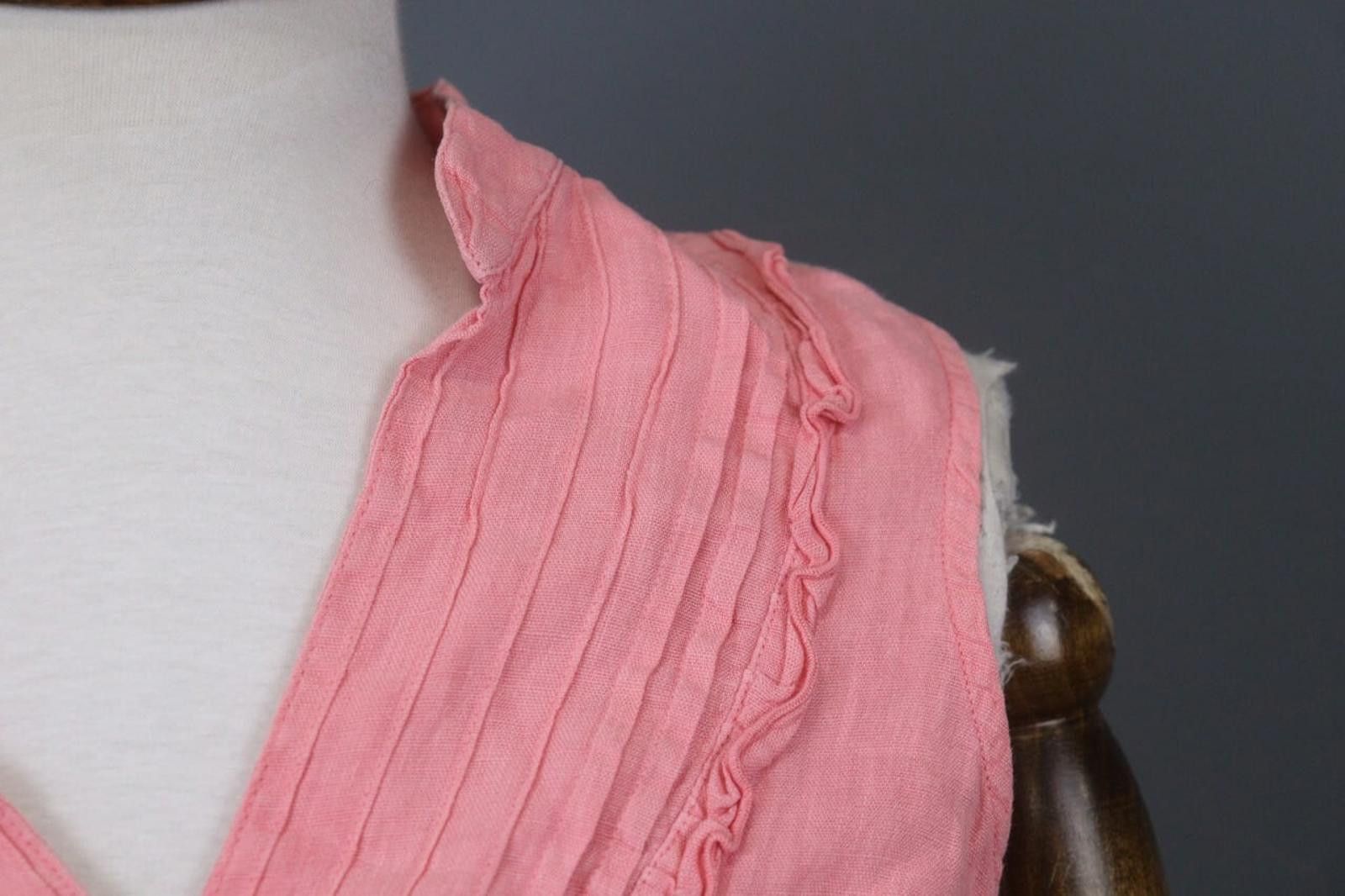 120% Lino 120% Lino Pink Ruffled Trim V-Neck Sheath Dress Size 40 Size M / US 6-8 / IT 42-44 - 5 Thumbnail