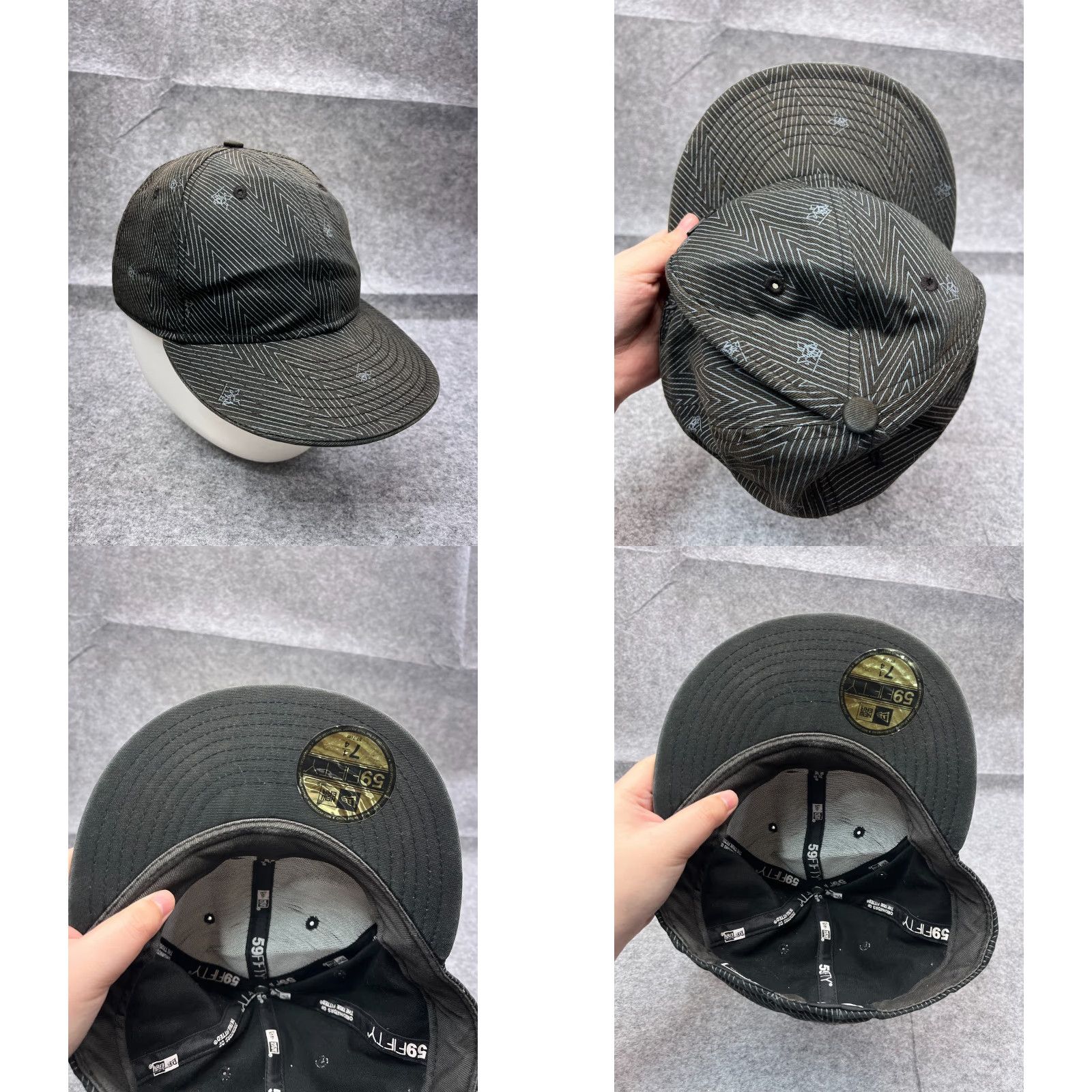 New Era New Era Fox Racing Hat Cap Fitted 7 1/4 Adult Black Cotton Geometric AOP 100% Nylon? Wait. Size ONE SIZE - 8 Thumbnail