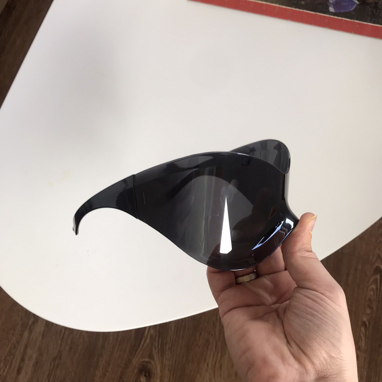 Japanese Brand Y2K Oversized Black Masked Sunglasses Size ONE SIZE - 5 Thumbnail