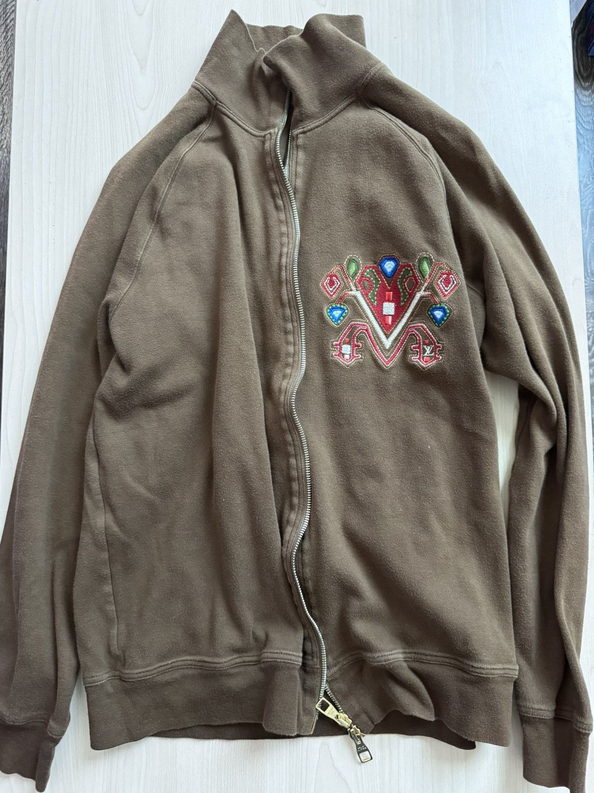 image of Louis Vuitton Mens Zip-Up Jacket in Brown (Size Medium)