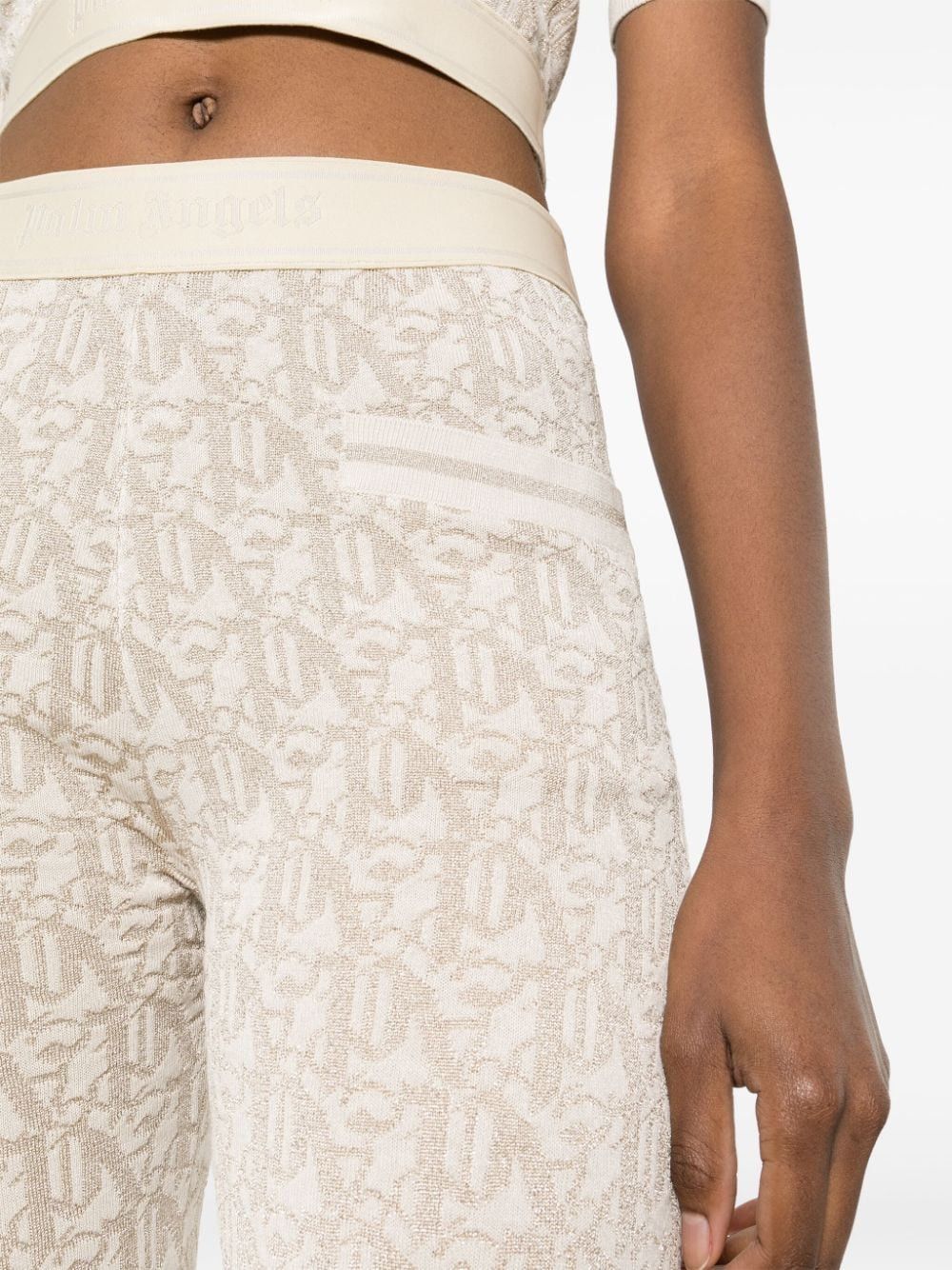 Palm Angels o1s22i1n0824 Lurex Knit Monogram Pant in Ivory Size 26" / US 2 / IT 38 - 3 Thumbnail