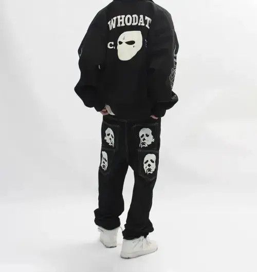 Japanese Brand × Jean Rap Hip Hop Black face print washed straight jeans Size US 32 / EU 48 - 2 Thumbnail
