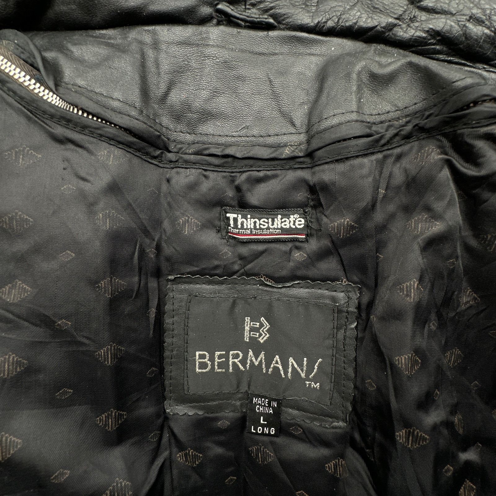 Other VTG Bermans Thinsulate Leather Moto Jacket Large Long Rider Size US L / EU 52-54 / 3 - 3 Thumbnail