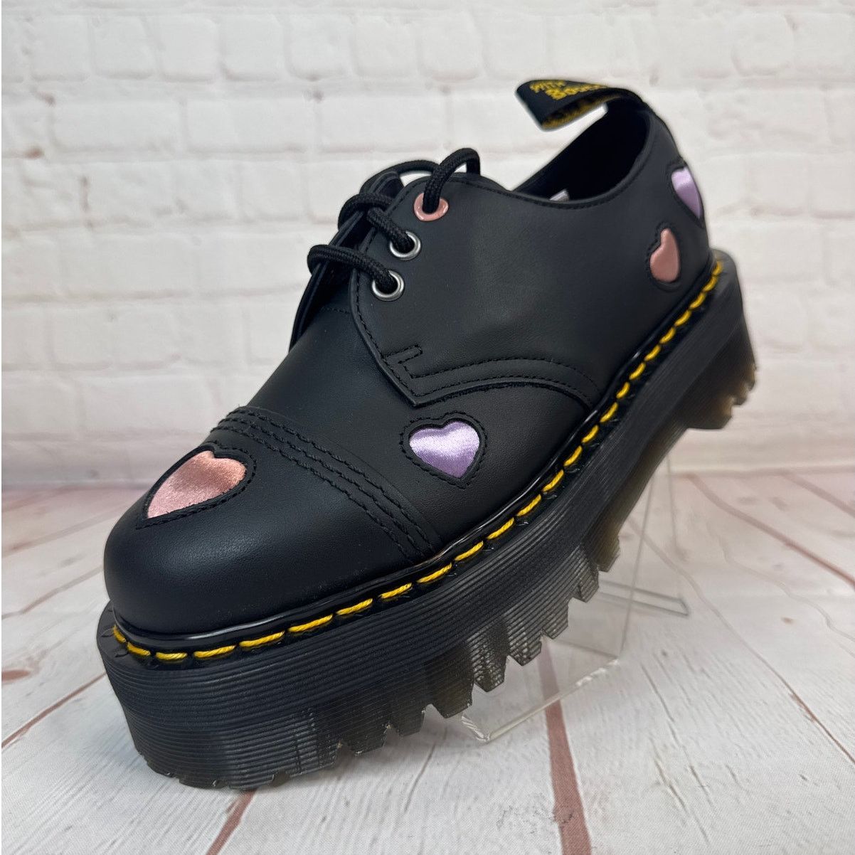 Dr. Martens 1461 Lace Up Quad Heart Leather Platform Shoes