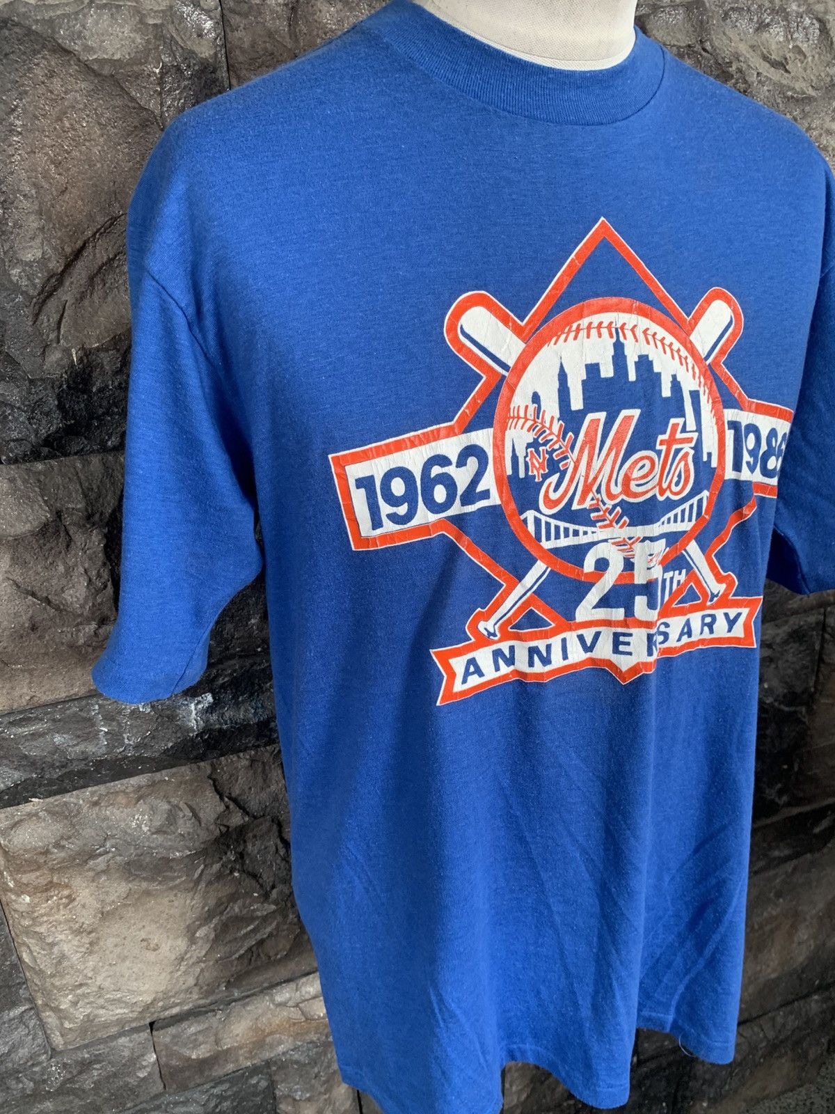 MLB Vintage 80s New York Mets 25th Anniversary MLB T shirt Size US XL / EU 56 / 4 - 4 Thumbnail