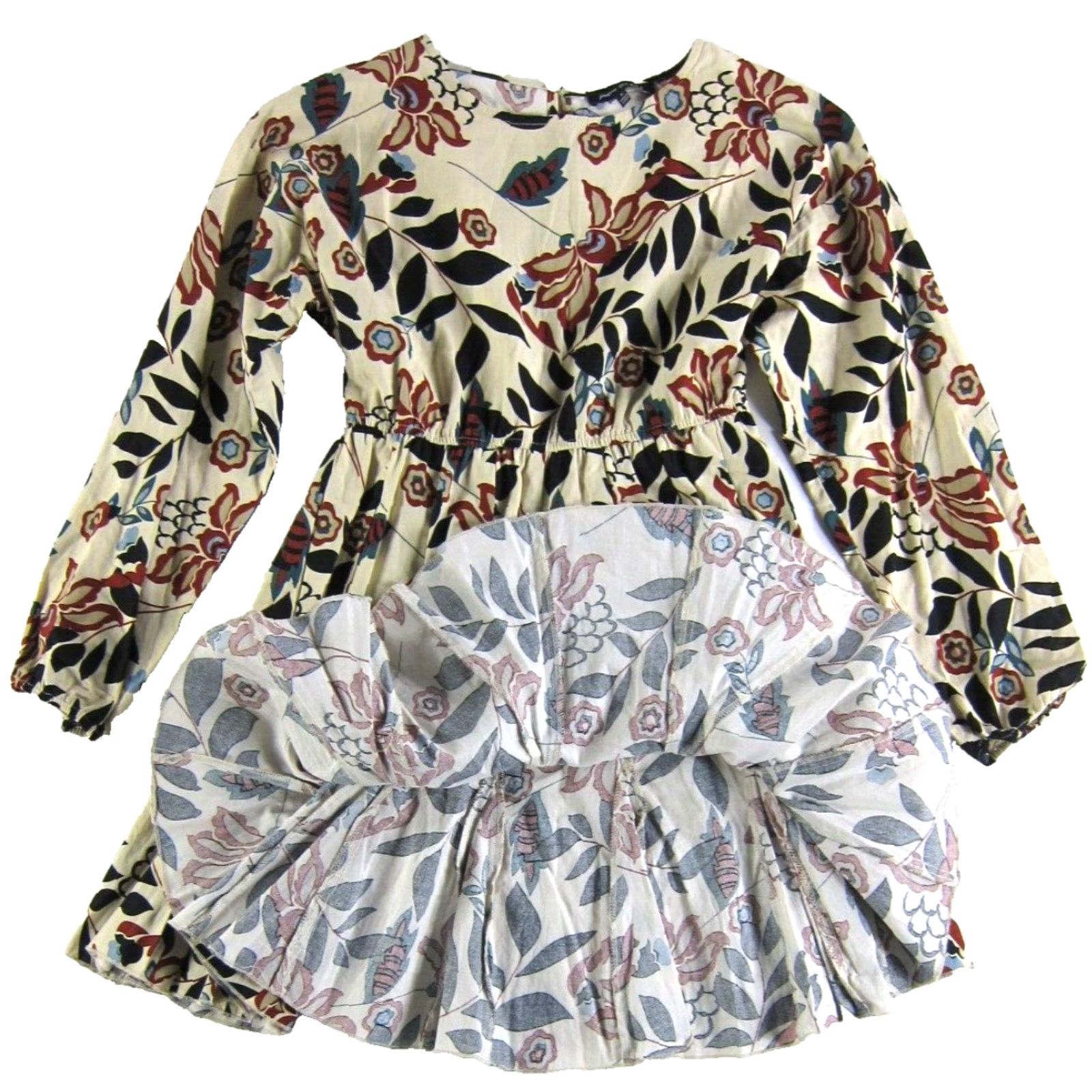 Vintage Jacquie The Label 100% Cotton Ivory Red Green Floral Long Sleeve Smock Dress S Size S / US 4 / IT 40 - 5 Thumbnail