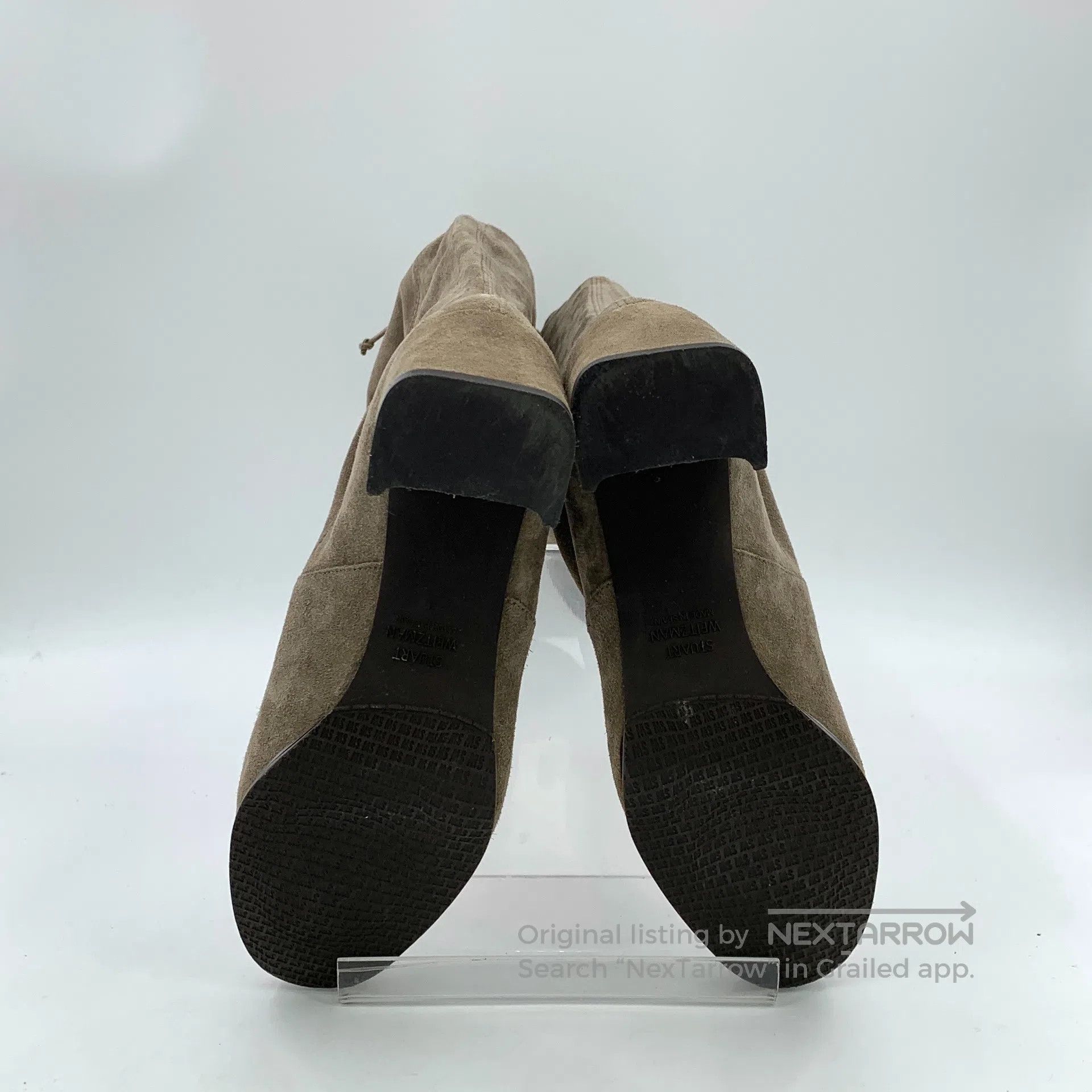 Swarovski SW Brown suede round toe thick heel high boots| Size US 5.5 / IT 35.5 - 5 Thumbnail