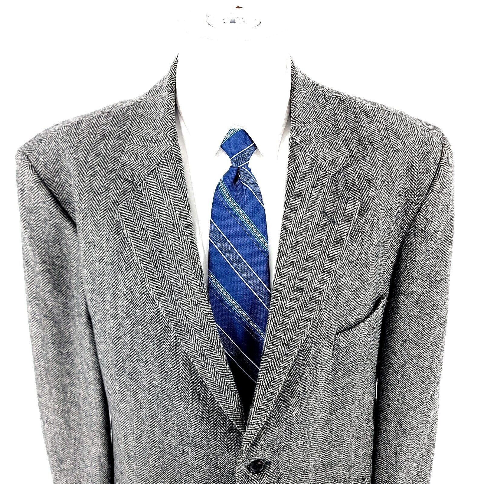 Stafford Stafford Tweed Wool 2 Button Sport Coat 44R Cream Black Herr Size 44R - 1 Thumbnail