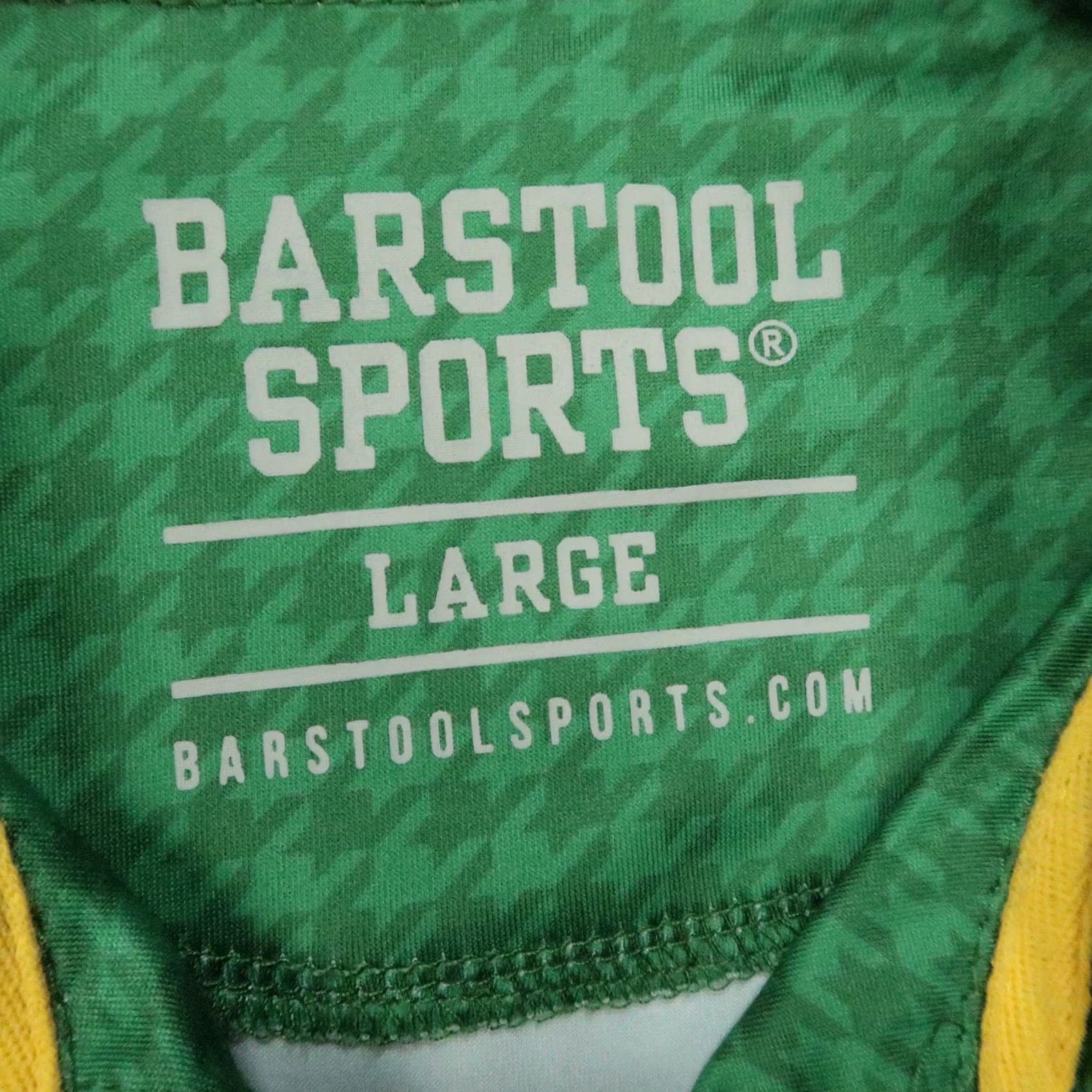 Vintage Barstool Sports Polo Shirt Mens Large Green Houndstooth Short Sleeve Golf Shirt Size US L / EU 52-54 / 3 - 3 Thumbnail