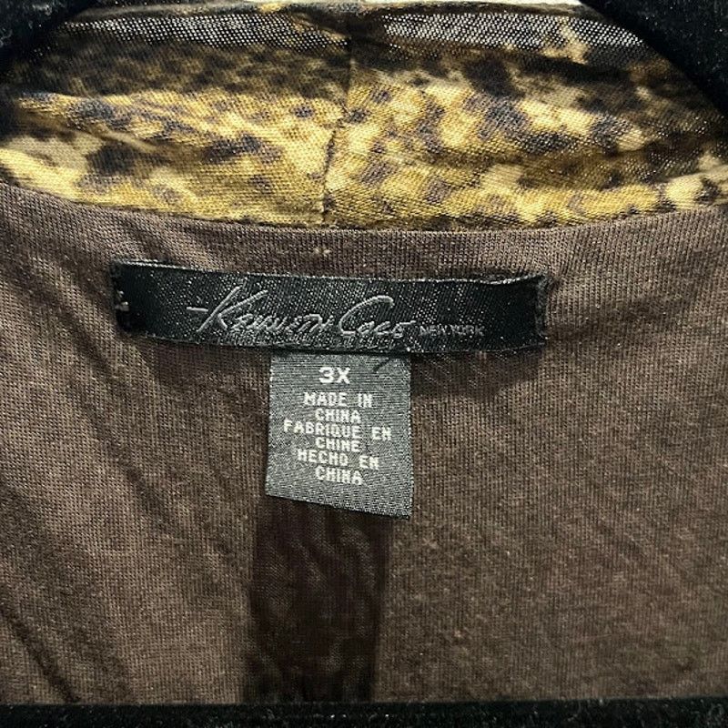 Kenneth Cole × Vintage VTG Kenneth Cole NY Animal Snake Skin Print Rucched V Neck Size 3XL / US 20-22 - 3 Thumbnail