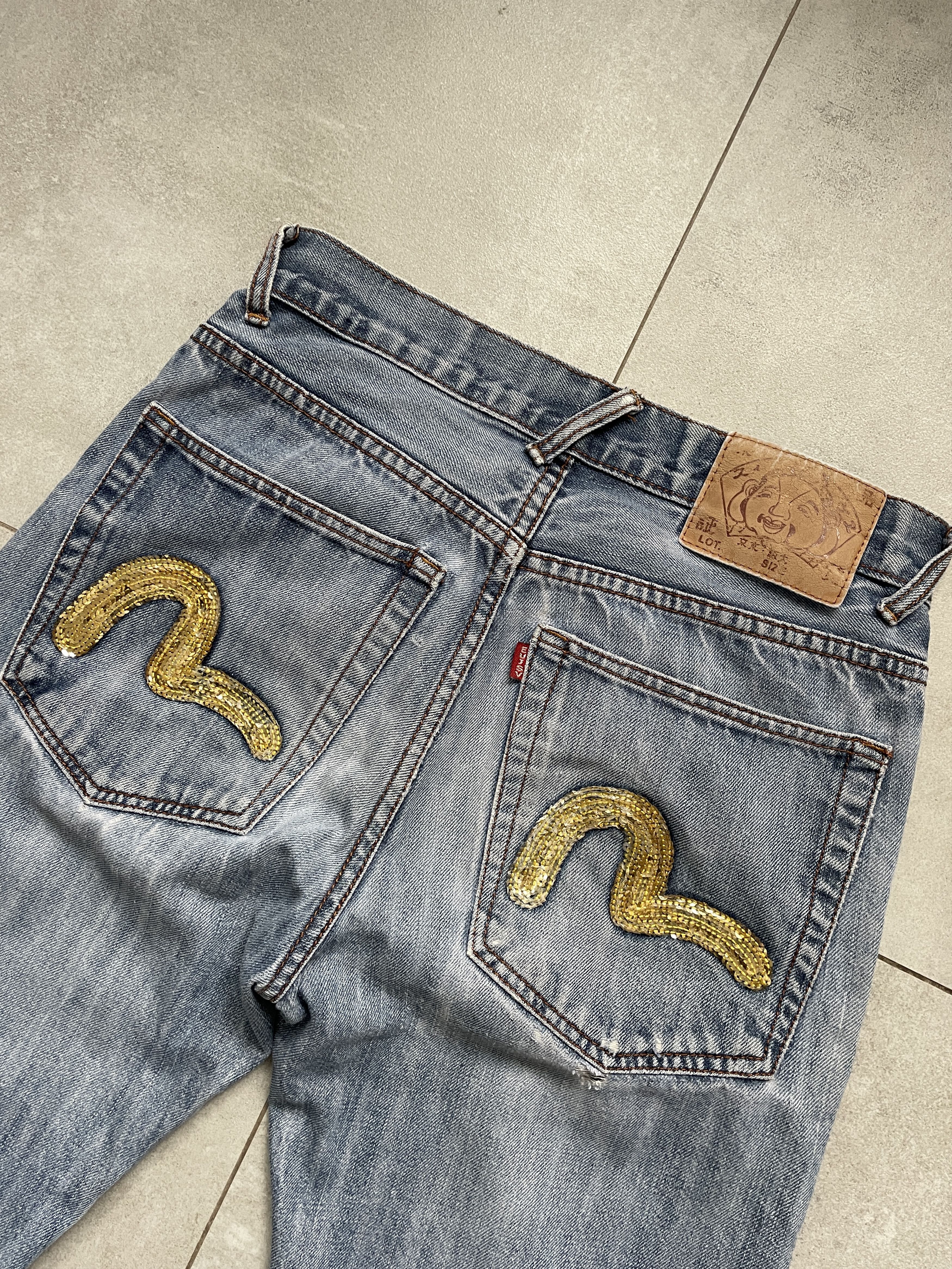 Evisu VINTAGE Y2K EVISU DISTRESSED LIGHT BLUE DENIM GOLD LOGO Size US 30 / EU 46 - 2 Thumbnail