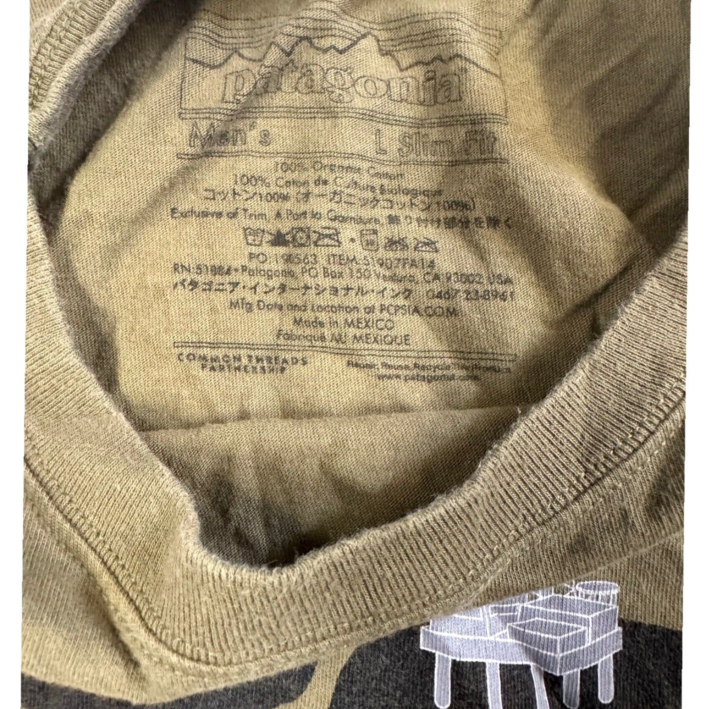 Patagonia Patagonia Men's Oops Oil Spill Organic Cotton T-Shirt Quartz Olive Sz L Slim Fit Size US M / EU 48-50 / 2 - 4 Thumbnail
