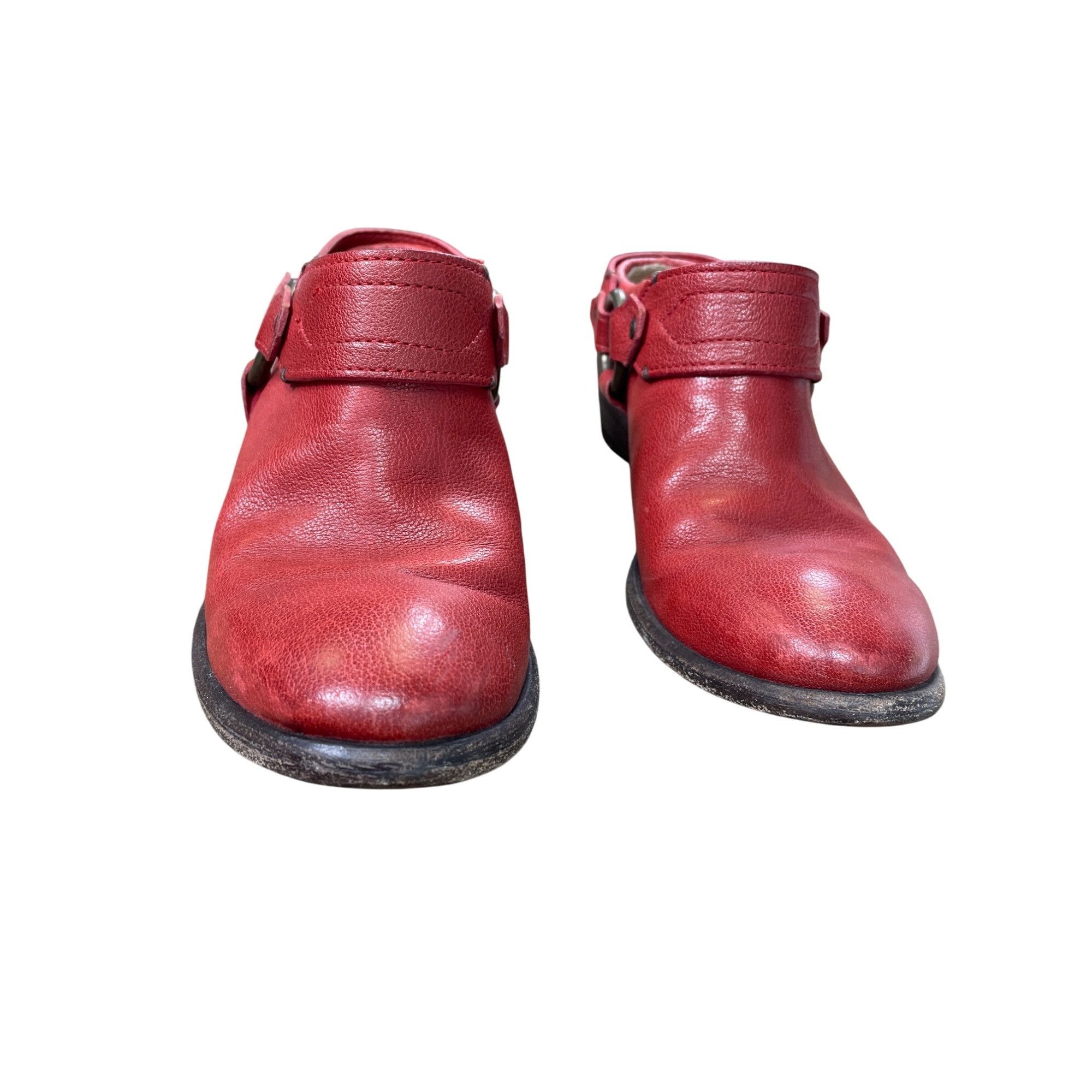 Frye Frye Vintage womans Leather Red Harness Mules Booties shoes Size US 7 / IT 37 - 13 Thumbnail