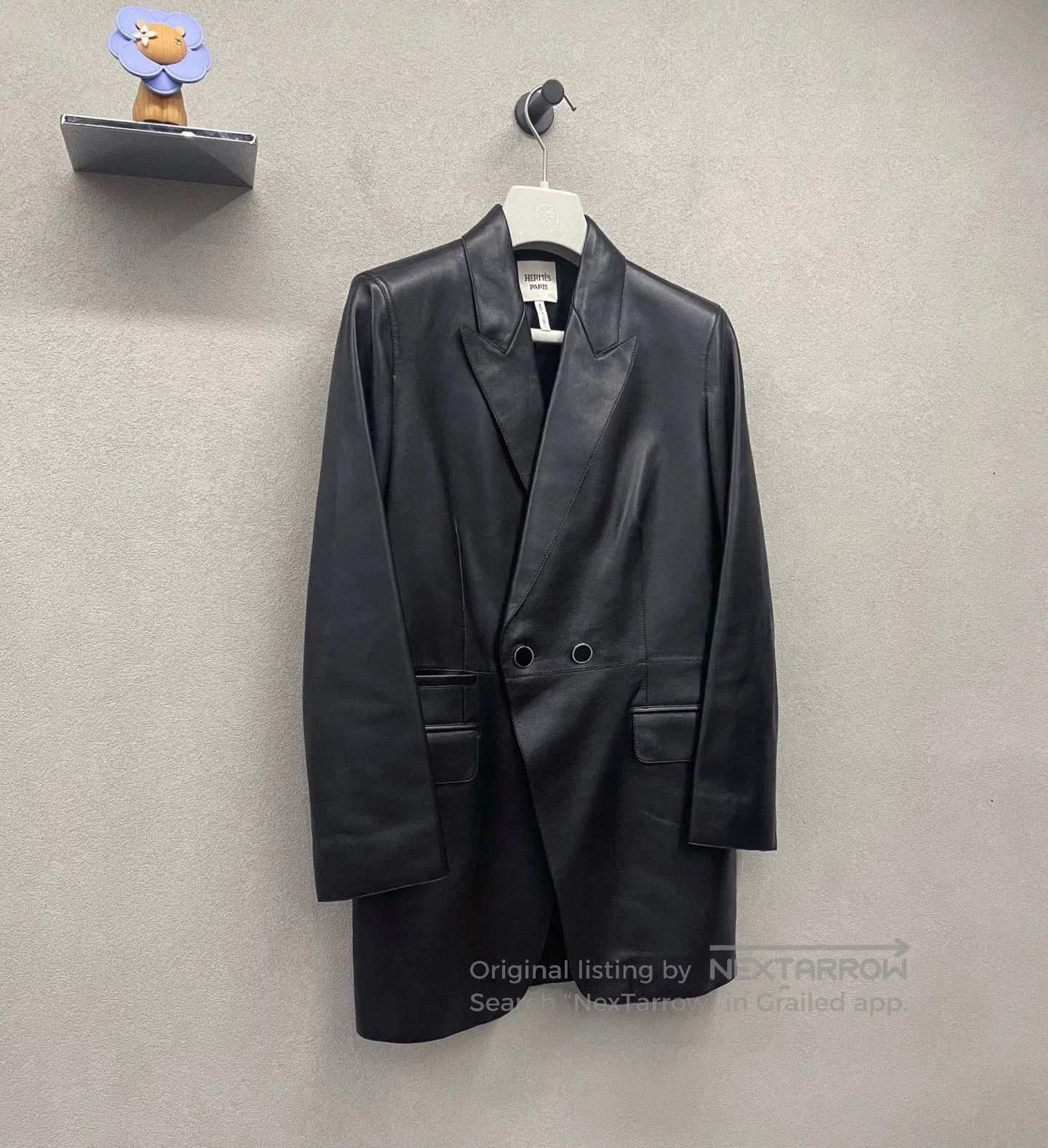 Hermes HERMES Black Leather Button Coat. Size US S / EU 44-46 / 1 - 3 Thumbnail