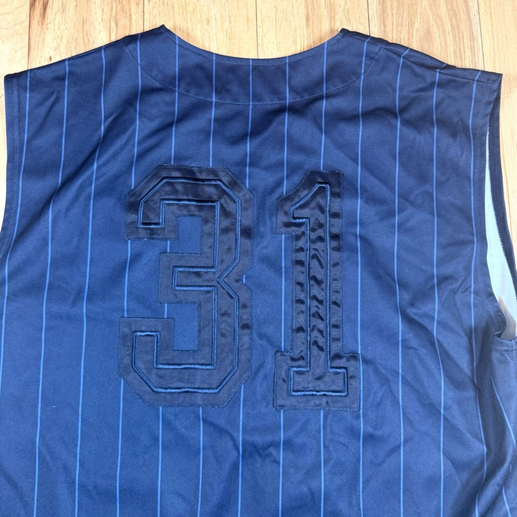 Nike VINTAGE Nike Baseball Jersey Tank Mens XL Blue Pinstripe N Logo Sleeveless 31 Size US XL / EU 56 / 4 - 6 Thumbnail