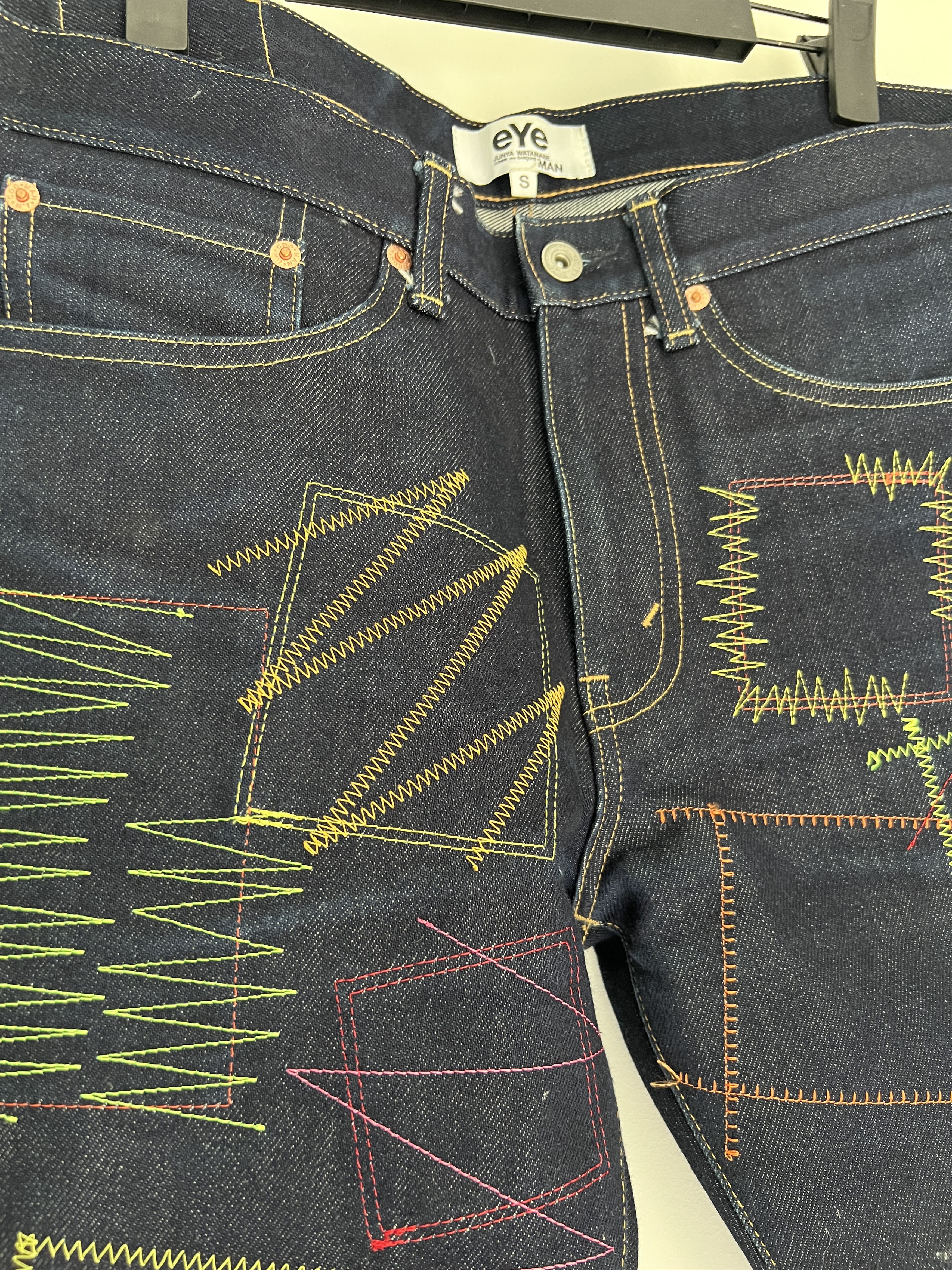 Comme des Garcons × Junya Watanabe eye Junya Watanabe cdg multicolor embroidered denim pants Size US 32 / EU 48 - 3 Thumbnail