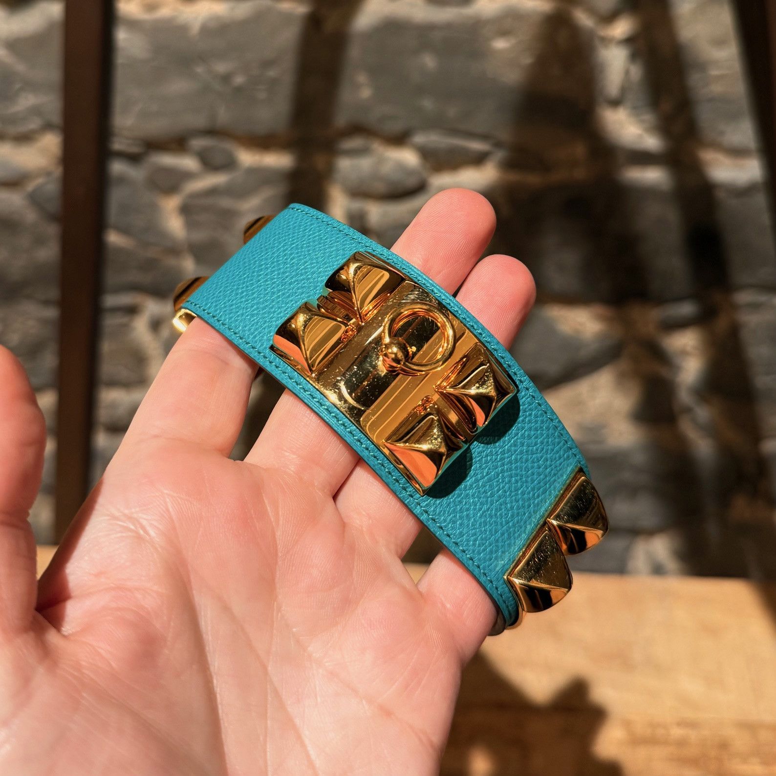 Hermes Hermès Bleu Paon Epsom Collier de Chien GHW Bracelet Size ONE SIZE - 9 Thumbnail