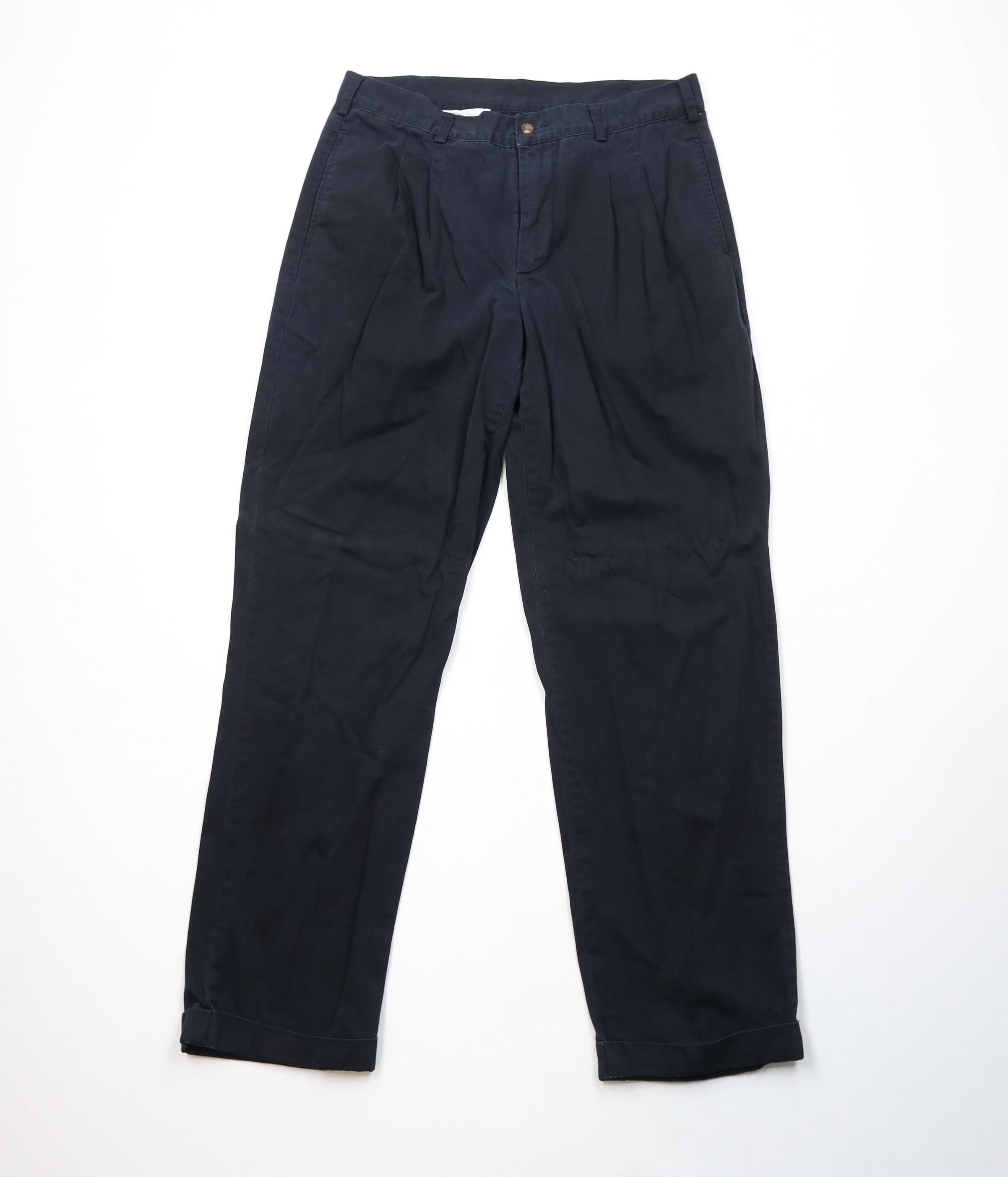 Cabelas × Vintage Vintage Cabelas Pleated Cuffed Straight Leg Chino Pants Navy Size US 36 / EU 52 - 1 Thumbnail