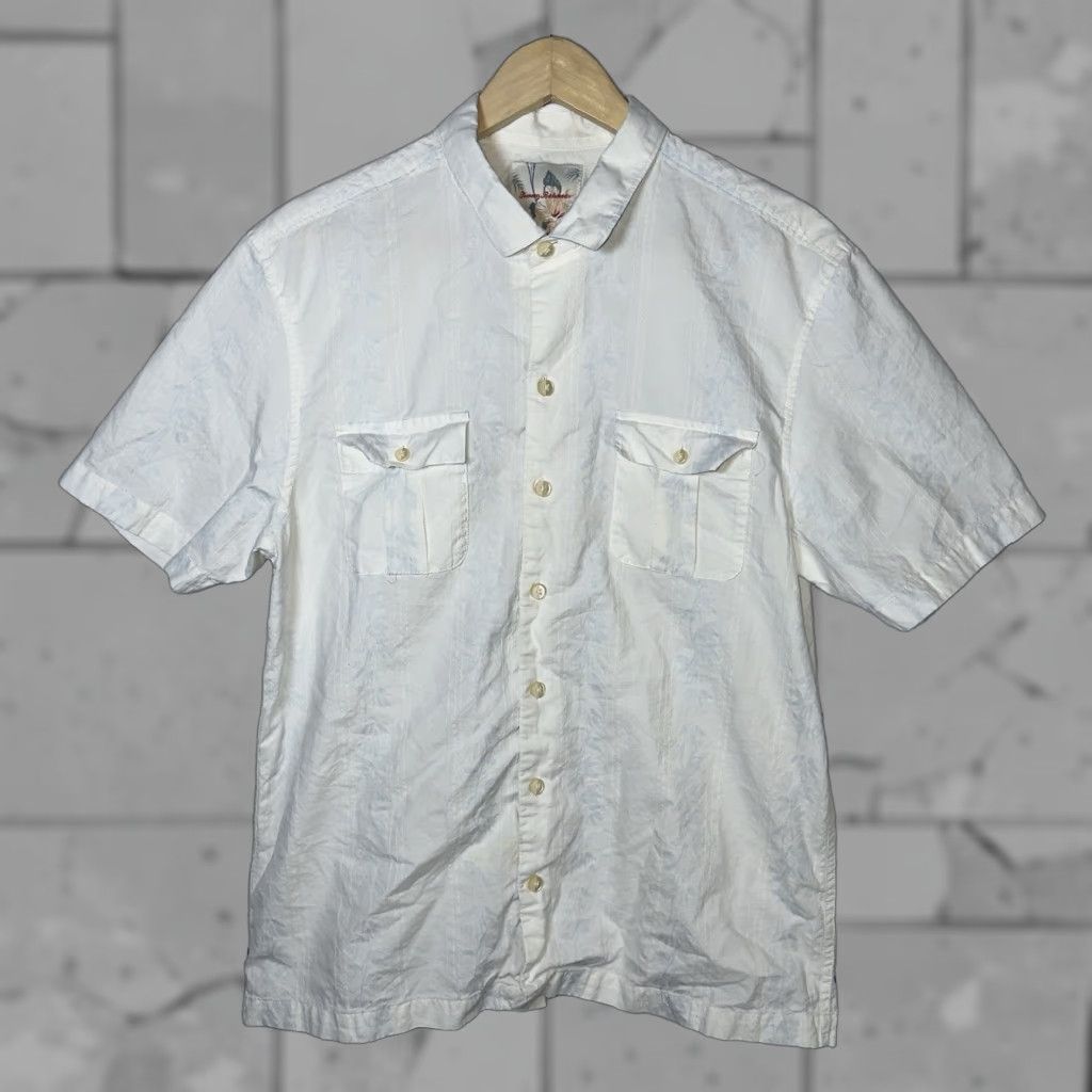 Tommy Bahama VINTAGE Tommy Bahama Silk Blend Hawaiian Shirt Mens L White Short Sleeve Button-Up 90s Mens Size US L / EU 52-54 / 3 - 1 Thumbnail