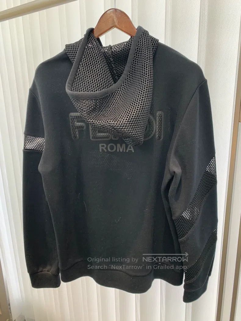 Fendi Fendi Logo Letter Hollow-out Splicing Design Black Hoodie Size US L / EU 52-54 / 3 - 2 Thumbnail