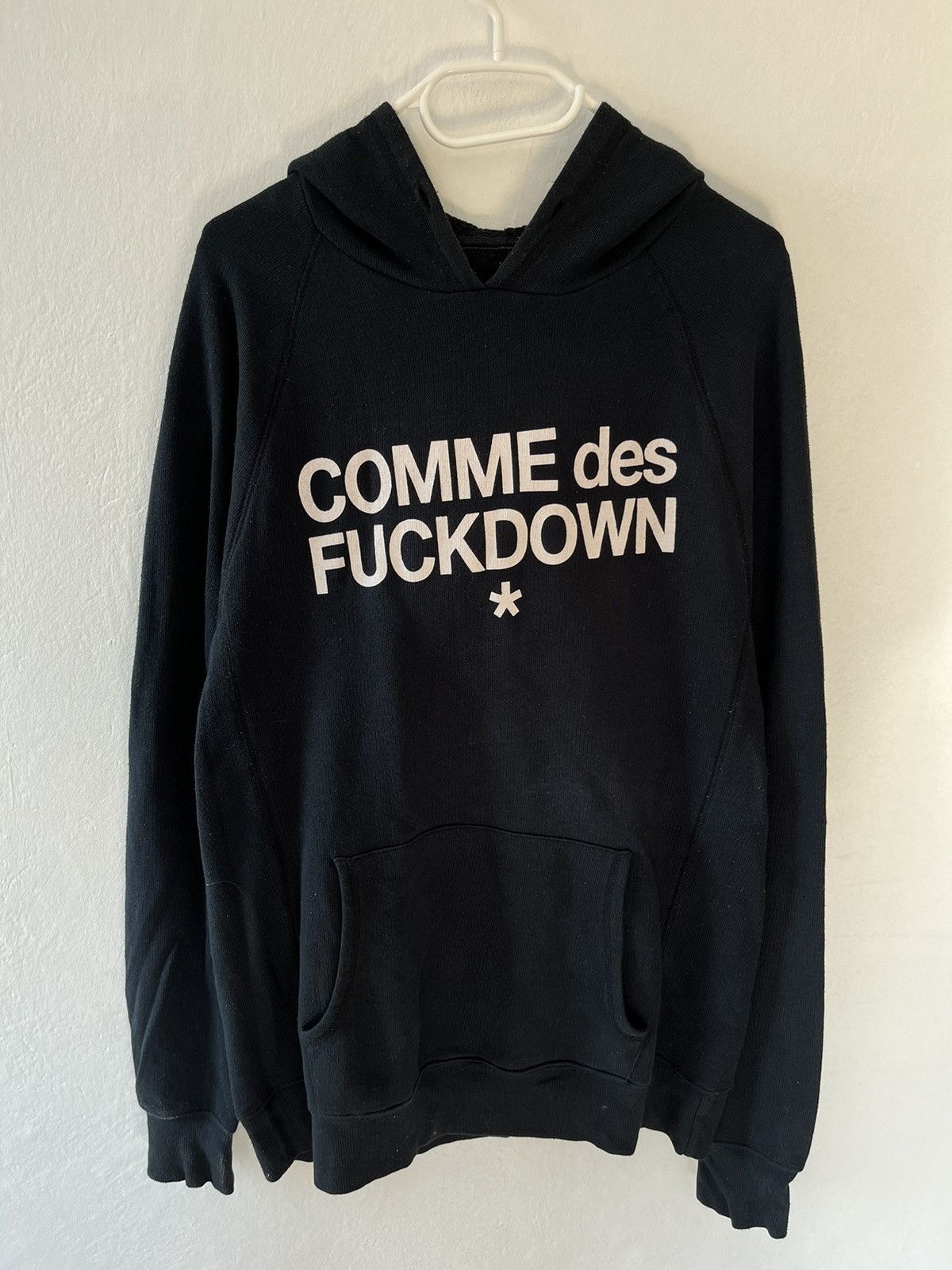image of Comme Des Fuck Down Vintage Hoodie Asap Rocky Y2K Swag Rap in Black, Men's (Size Large)