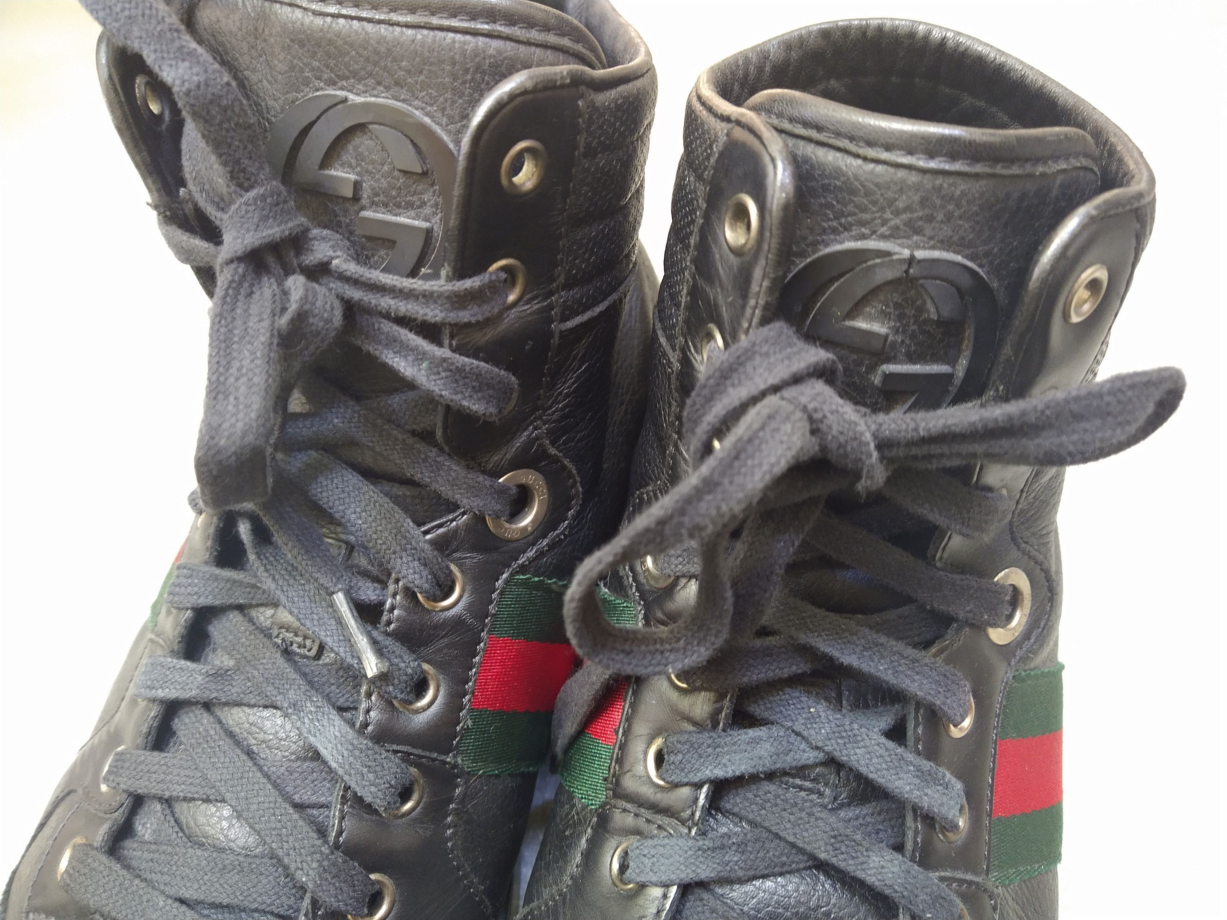 Gucci Gucci High Top Sneakers Black Leather Size 9.5 Lace Up Size US 9.5 / EU 42-43 - 5 Thumbnail