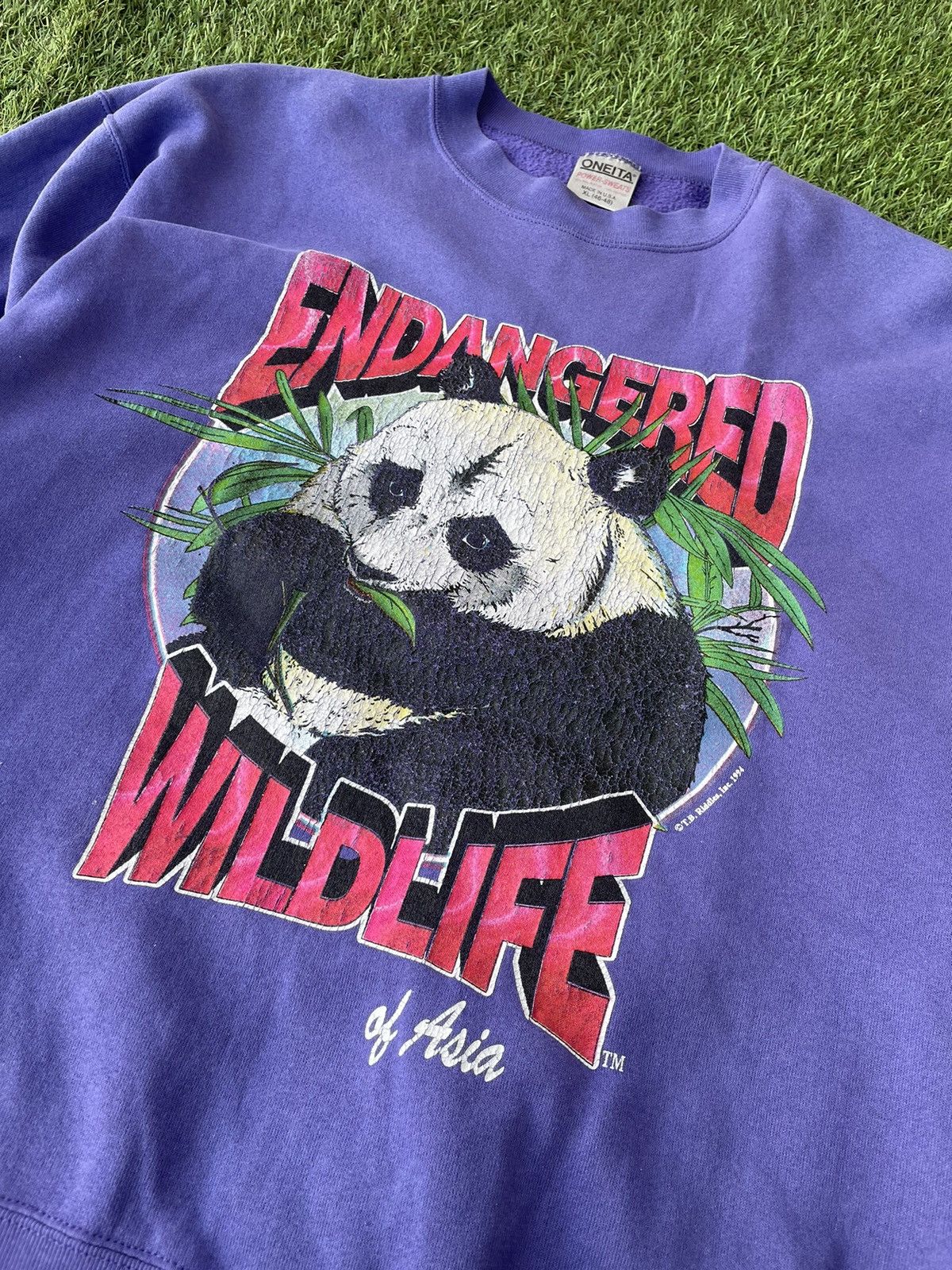 Japanese Brand × Vintage 90s fire Crewneck endagered species of Asia panda garden Size US XL / EU 56 / 4 - 1 Thumbnail