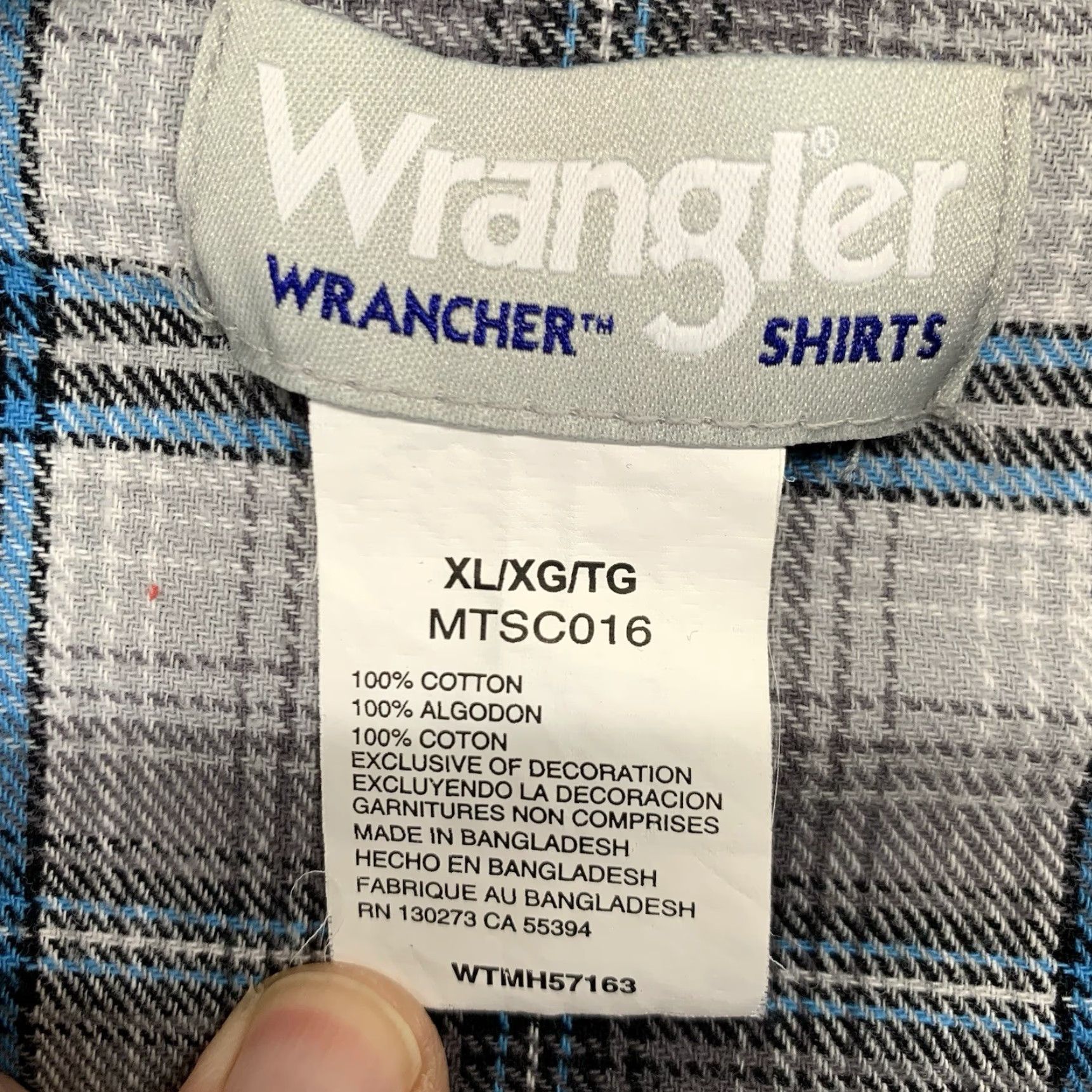 Wrangler VINTAGE Wrangler Western Flannel Shirt Men XL Casual Check Long Sleeve Cotton Blue Gray 90s Western Mens Size US XL / EU 56 / 4 - 3 Thumbnail