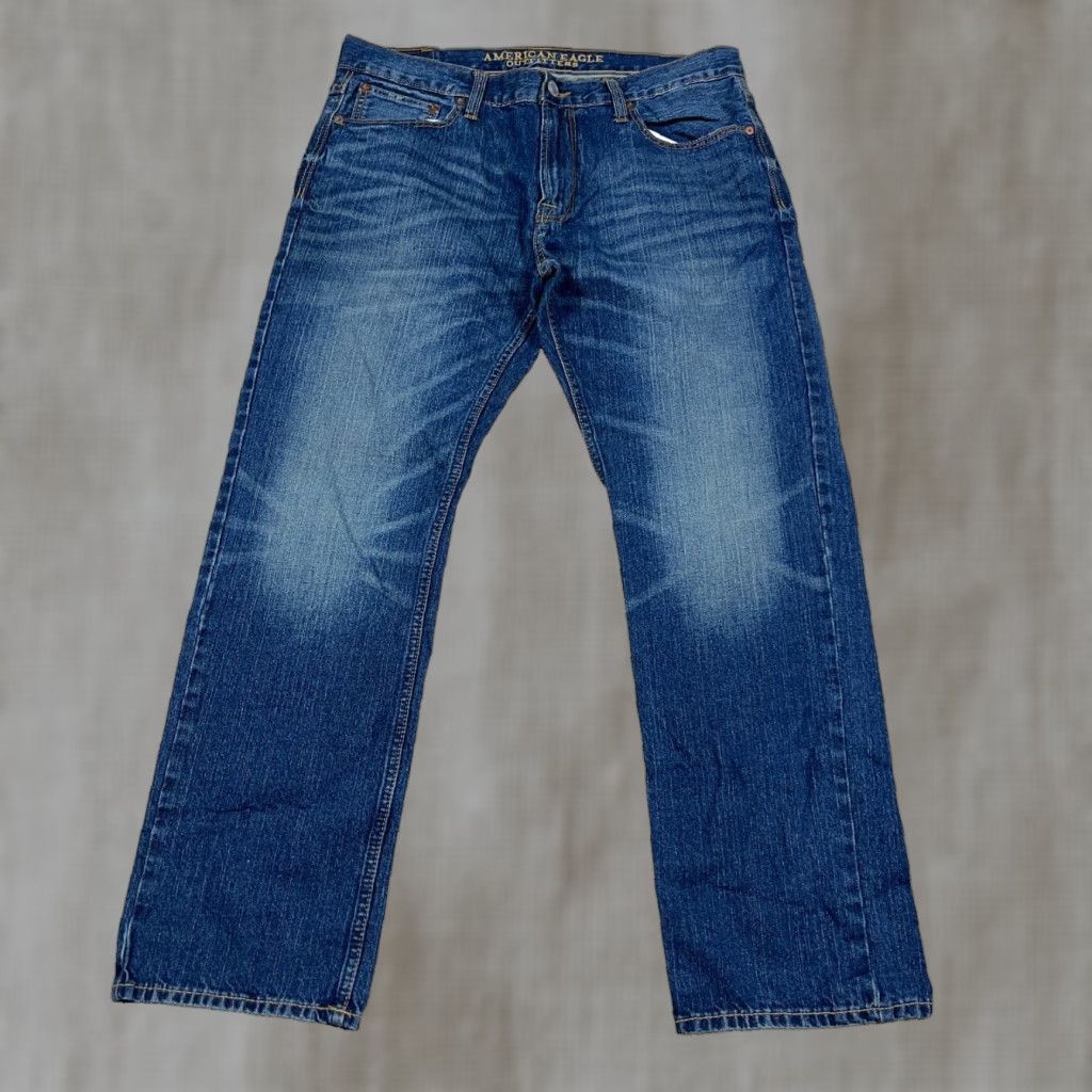 American Eagle Outfitters VINTAGE American Eagle Jeans Men Slim Fit 33x30 Straight Dark Wash Blue 5-Pocket Denim Jeans Mens Size US 33 - 1 Thumbnail