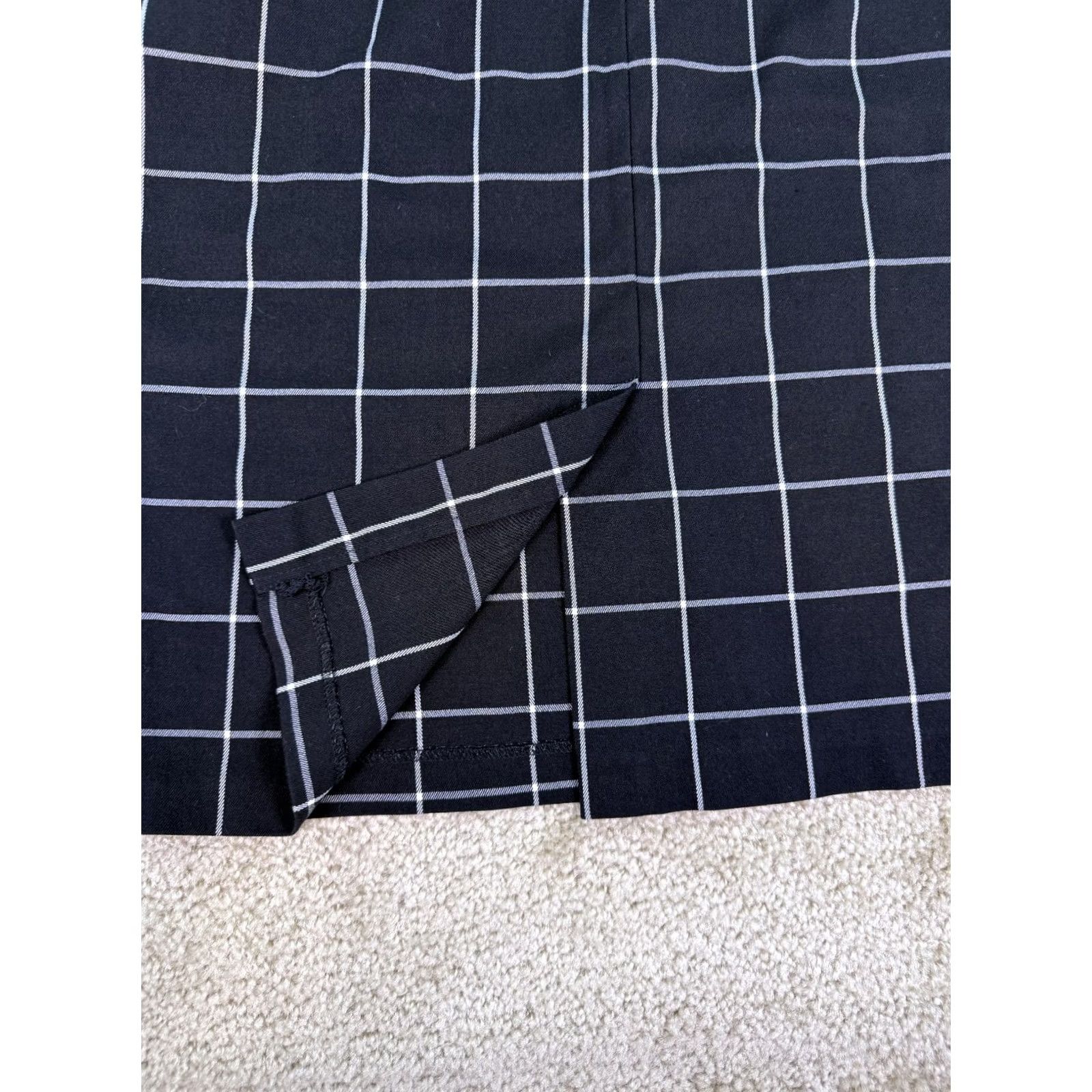Vintage Kennar Skirt Women's Black Mini Size 8 Windowpane Slit Office Size 30" / US 8 / IT 44 - 3 Thumbnail