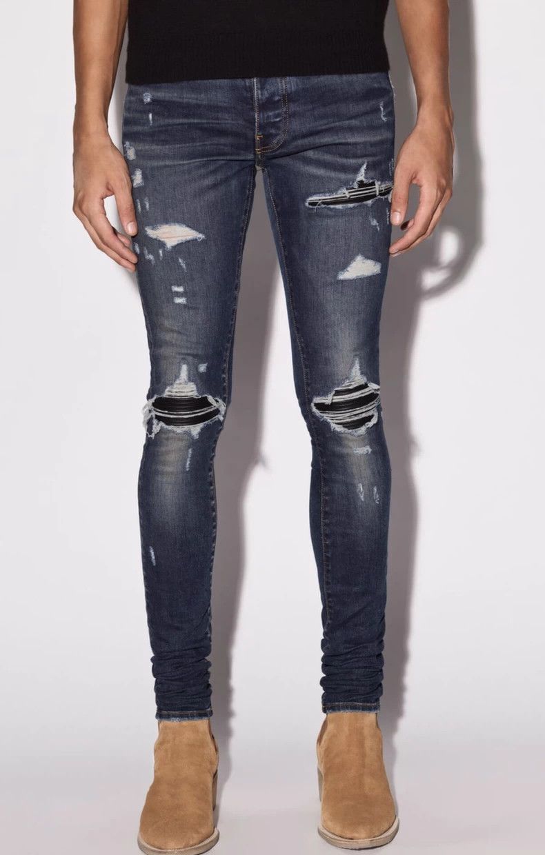 Amiri Amiri mx1 patched distressed blue denim Size US 31 - 5 Thumbnail