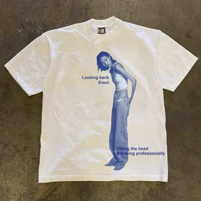 Vintage White washed retro hip-hop girl print t-shirt Size US M / EU 48-50 / 2 - 1 Thumbnail