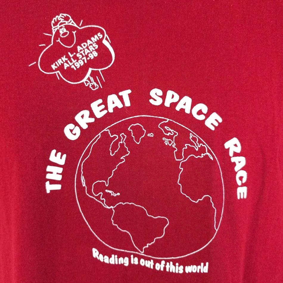 Hanes VINTAGE Hanes Great Space Race T Shirt Mens Large Red 90s Reading Books Made In USA Mens T-Shirt Size US L / EU 52-54 / 3 - 3 Thumbnail