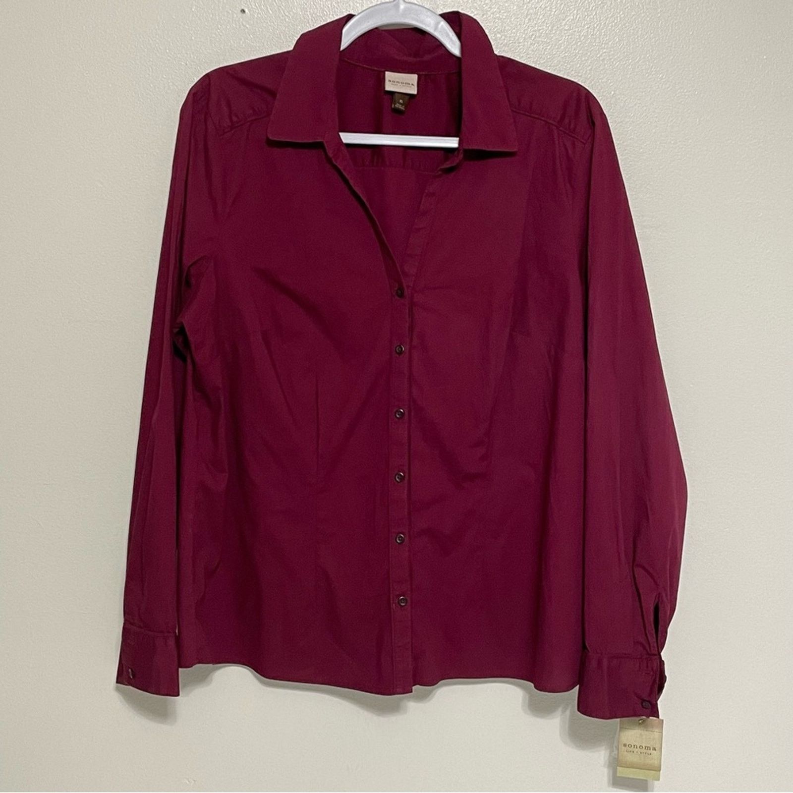 Sonoma SONOMA Wine Colored Long Sleeve Button Up Shirt Size XL NWT Size XL / US 12-14 / IT 48-50 - 1 Thumbnail