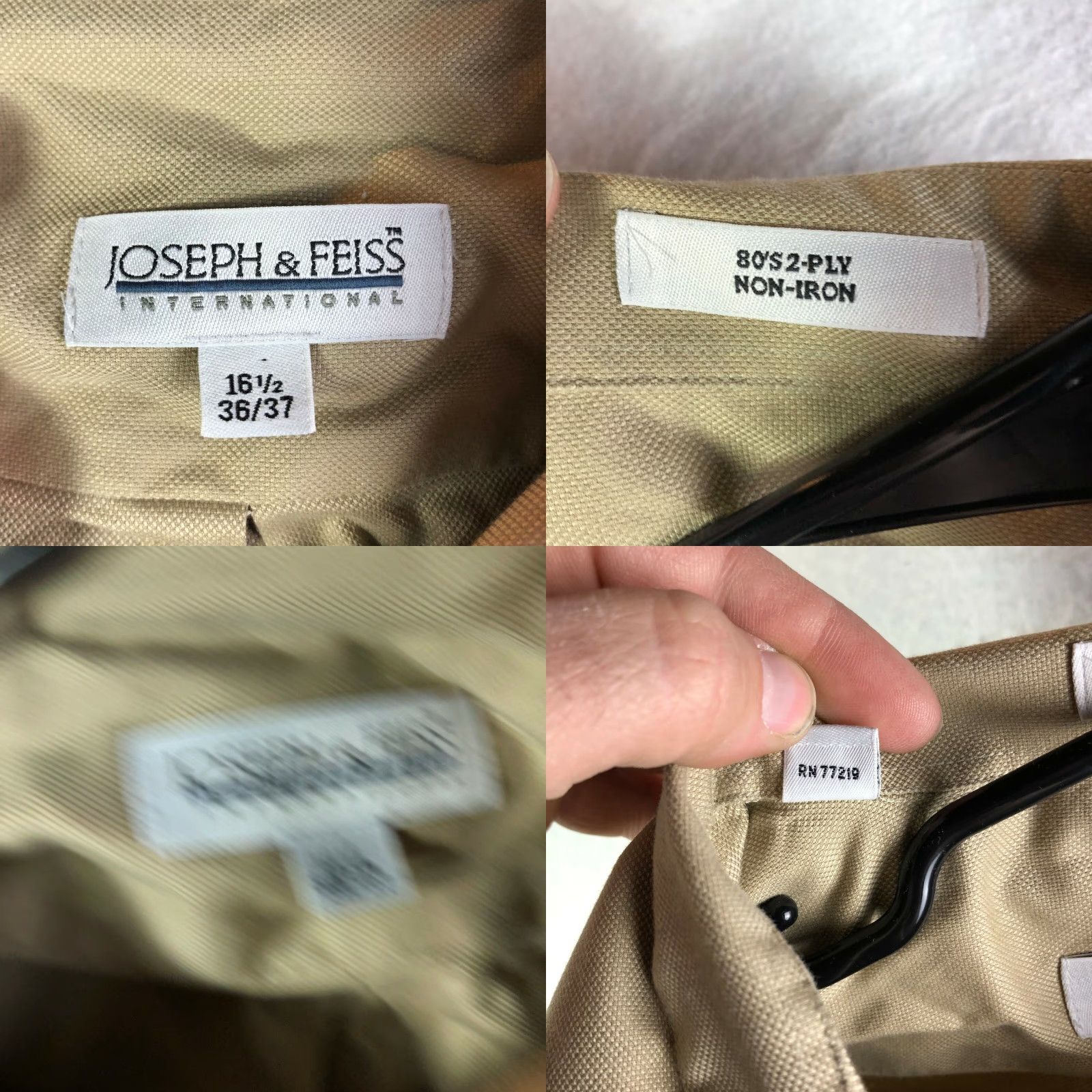 Joseph Joseph & Feiss International Mens 16.5 36/37 Brown Long Sleeve Button Up Shirt Size US XL / EU 56 / 4 - 8 Thumbnail