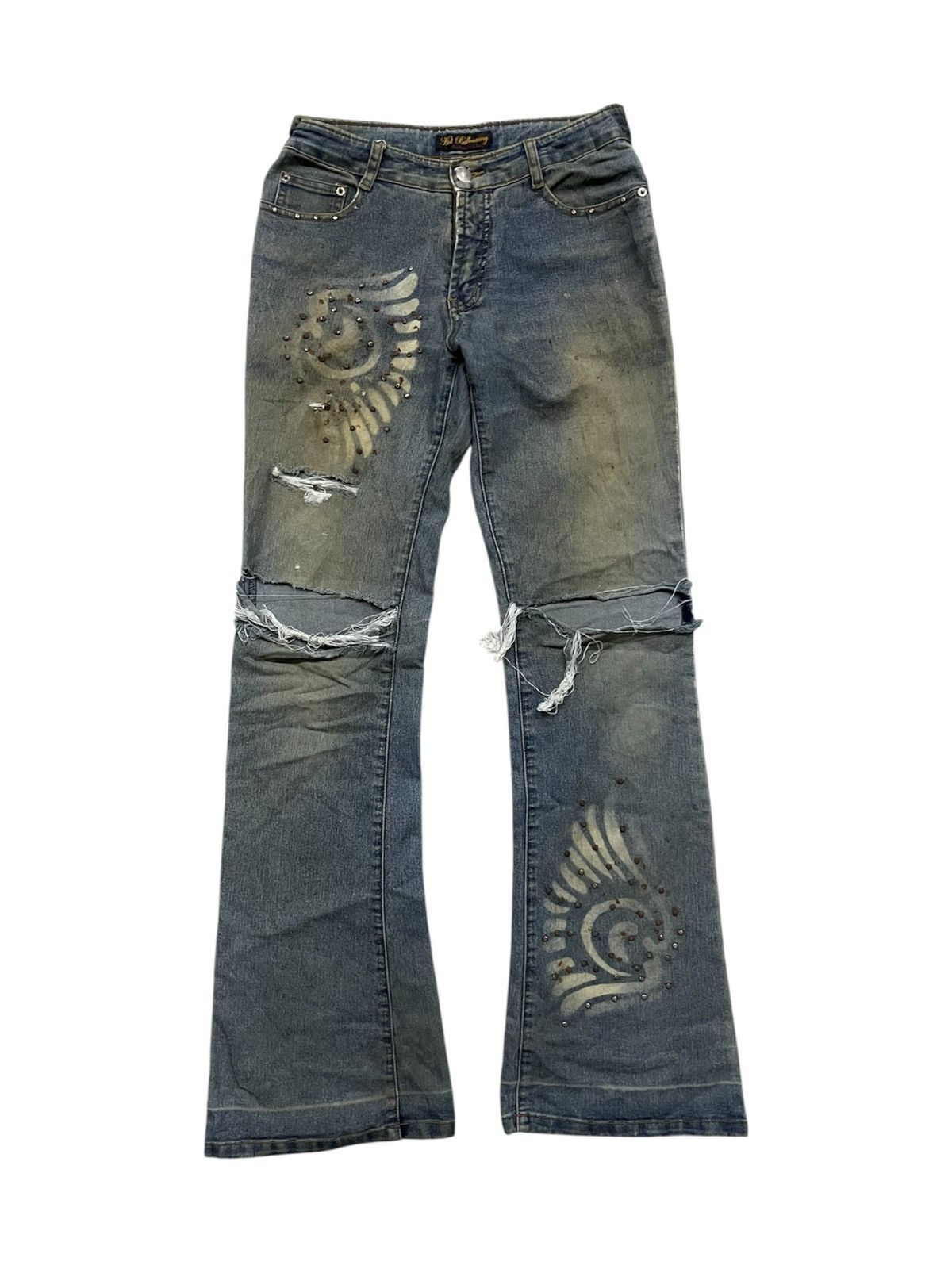 If Six Was Nine 2000s HOT BALLOONING FLARE DISTRESSED JEANS RARE DESIGN Size 26" / US 2 / IT 38 - 1 Thumbnail
