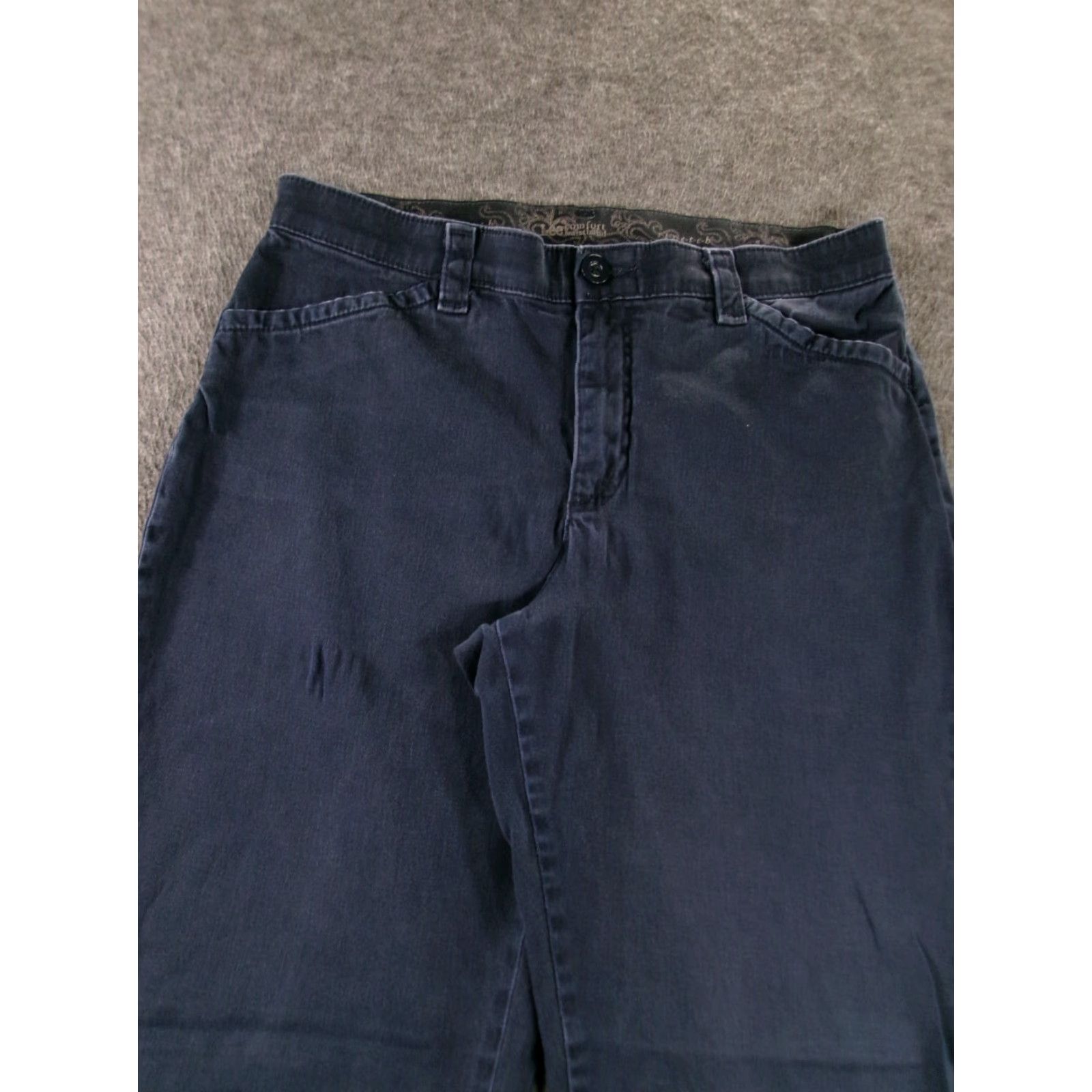 Lee Lee Pant Women 10P Petite Blue Chino Flat Front Mid Rise Casual Office Everyday Comfort Pockets Slim Straight Leg 28in Inseam Womens Size 32" / US 10 / IT 46 - 2 Thumbnail